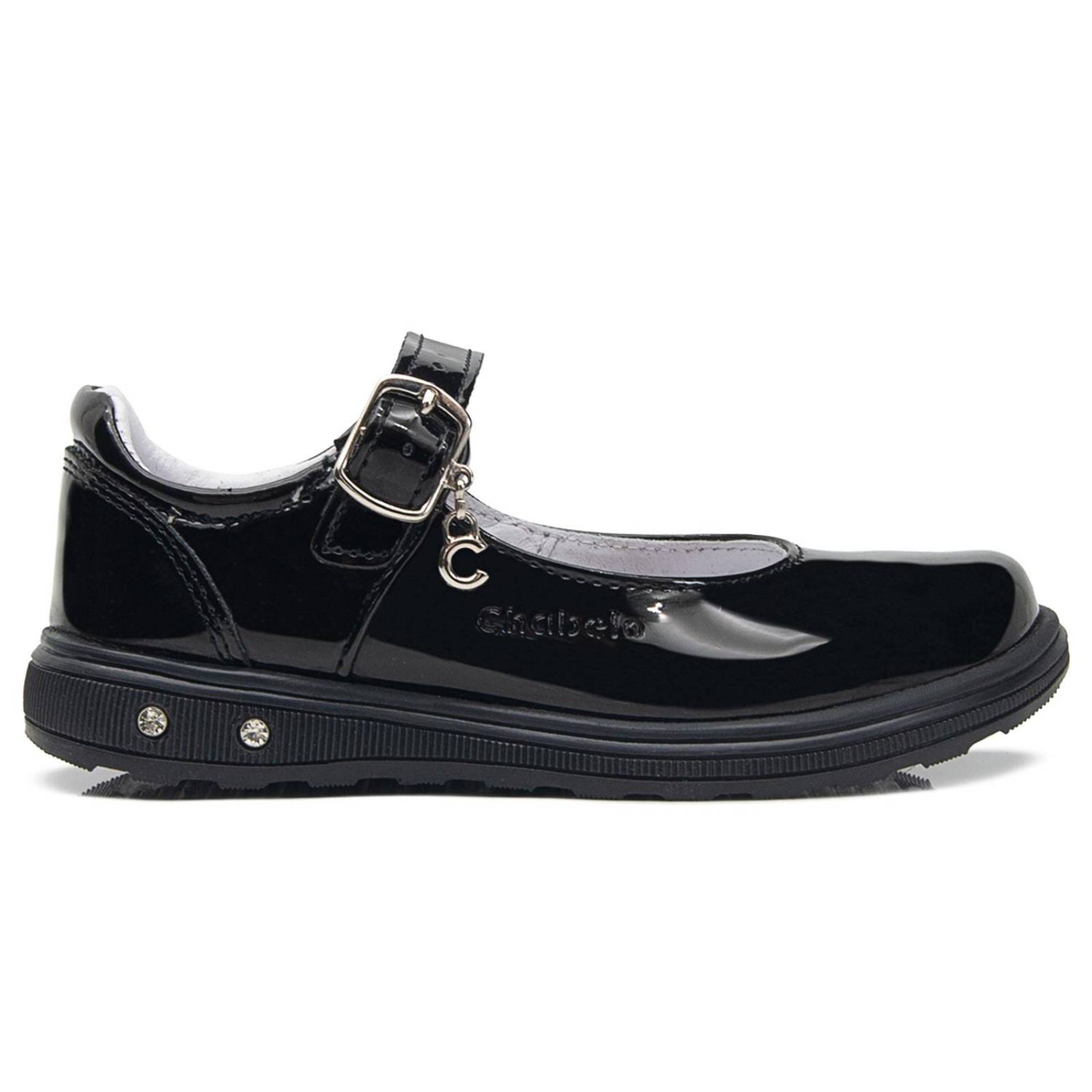 Zapato Escolar Para Niña Chabelo Charol Negro Hebilla 17-26 