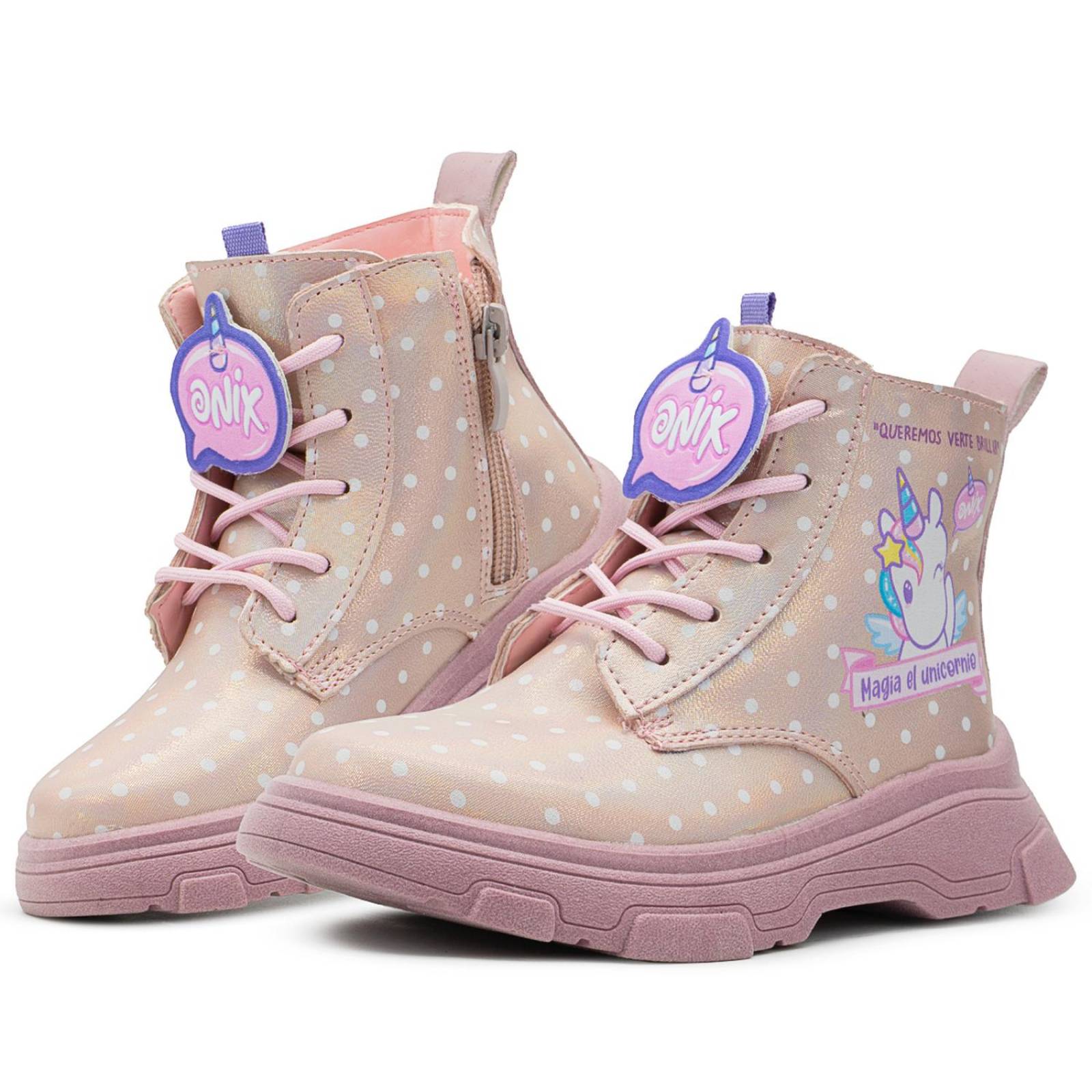 Bota Botín Tropicana Unicornio Moda Onix Niña Rosa 15-21 