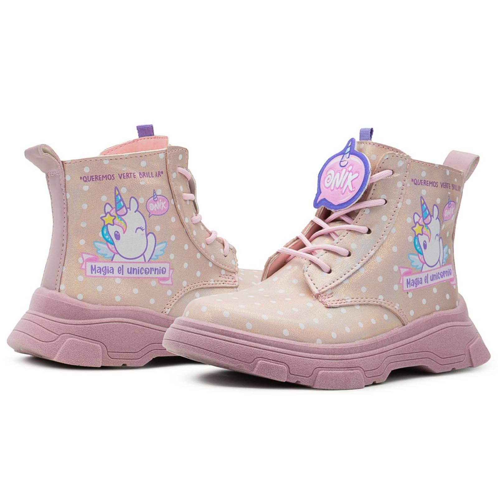 Bota Botín Tropicana Unicornio Moda Onix Niña Rosa 15-21 