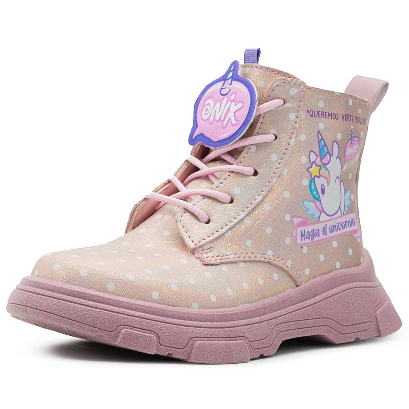 Bota Botín Tropicana Unicornio Moda Onix Niña Rosa 15-21 