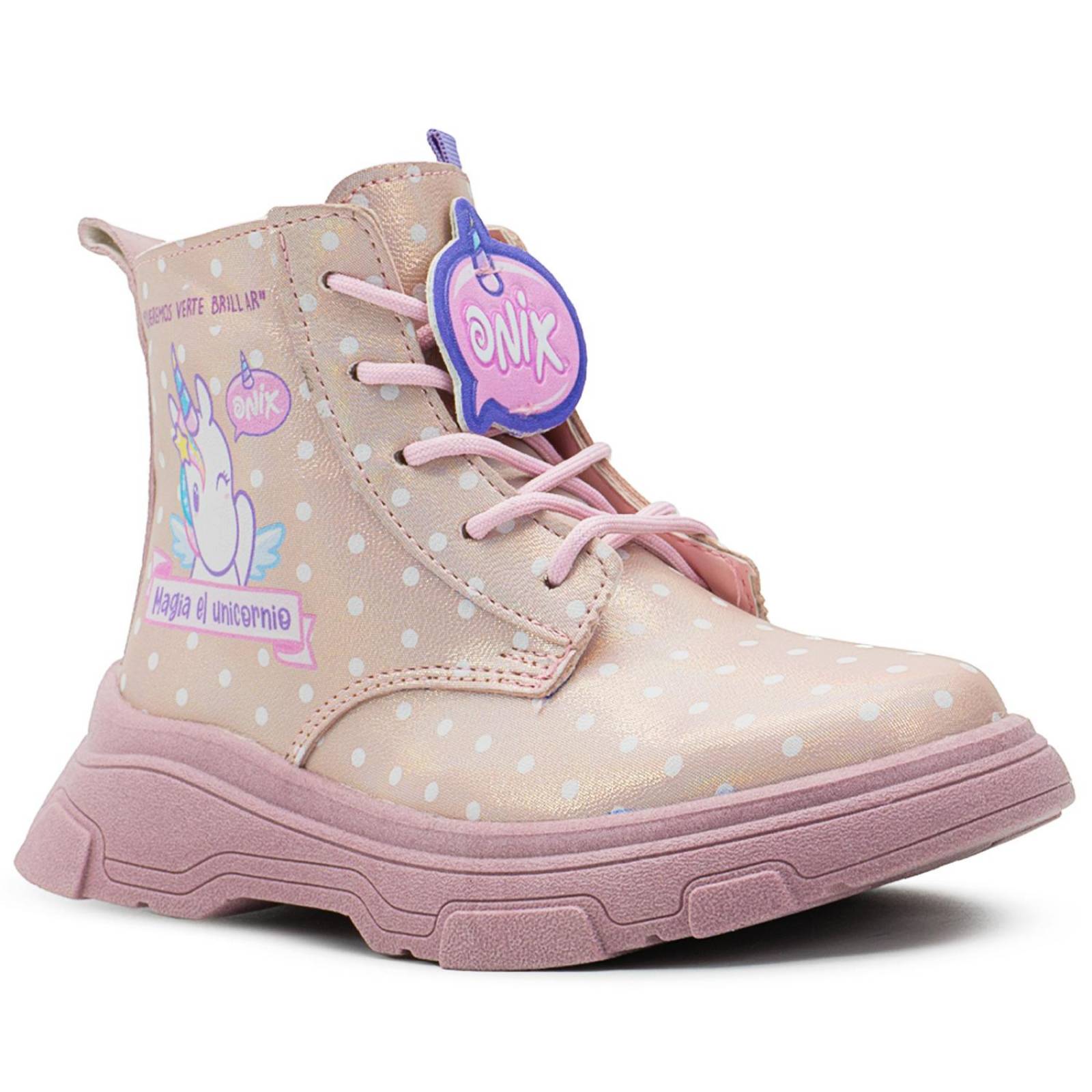 Bota Botín Tropicana Unicornio Moda Onix Niña Rosa 15-21 