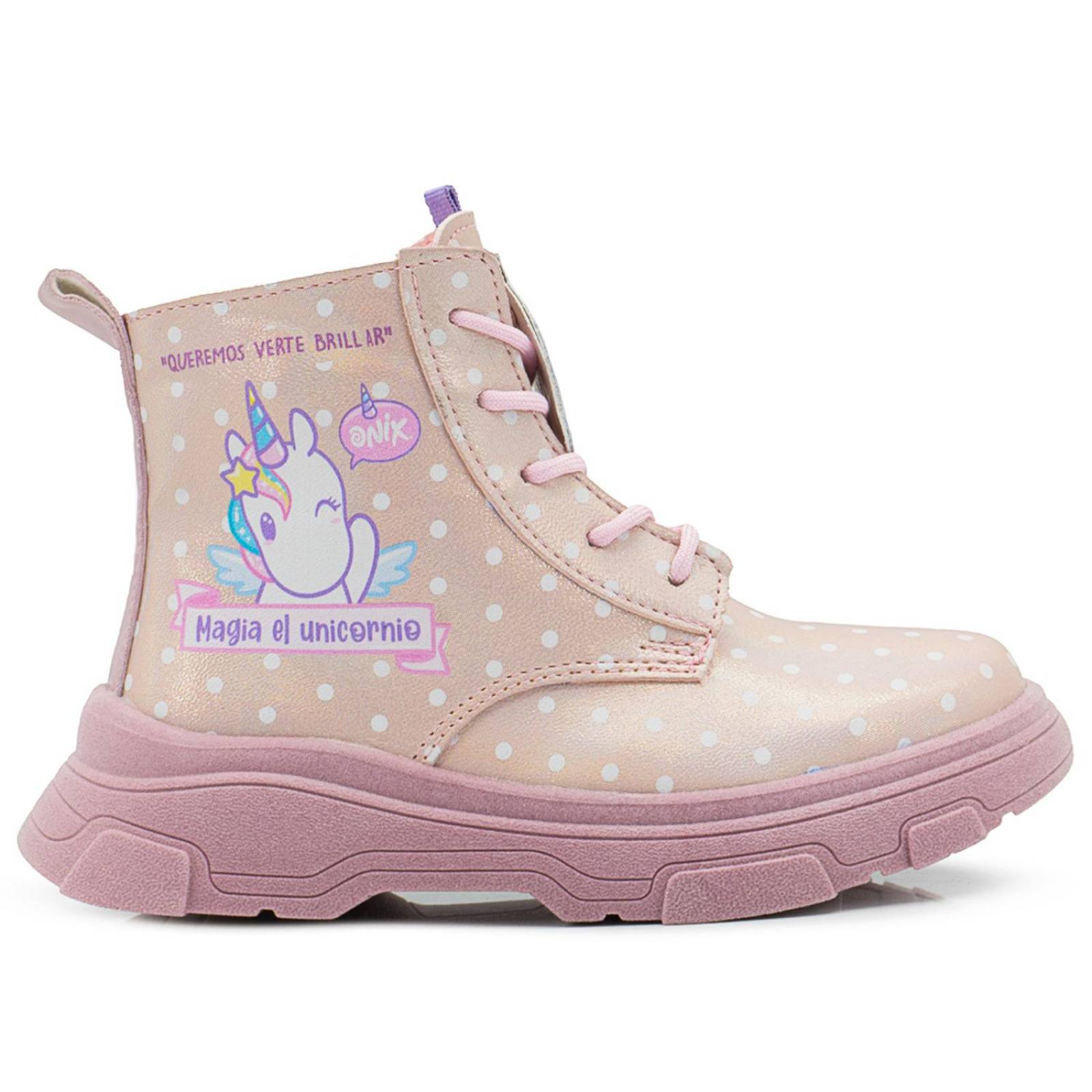 Bota Botín Tropicana Unicornio Moda Onix Niña Rosa 15-21 
