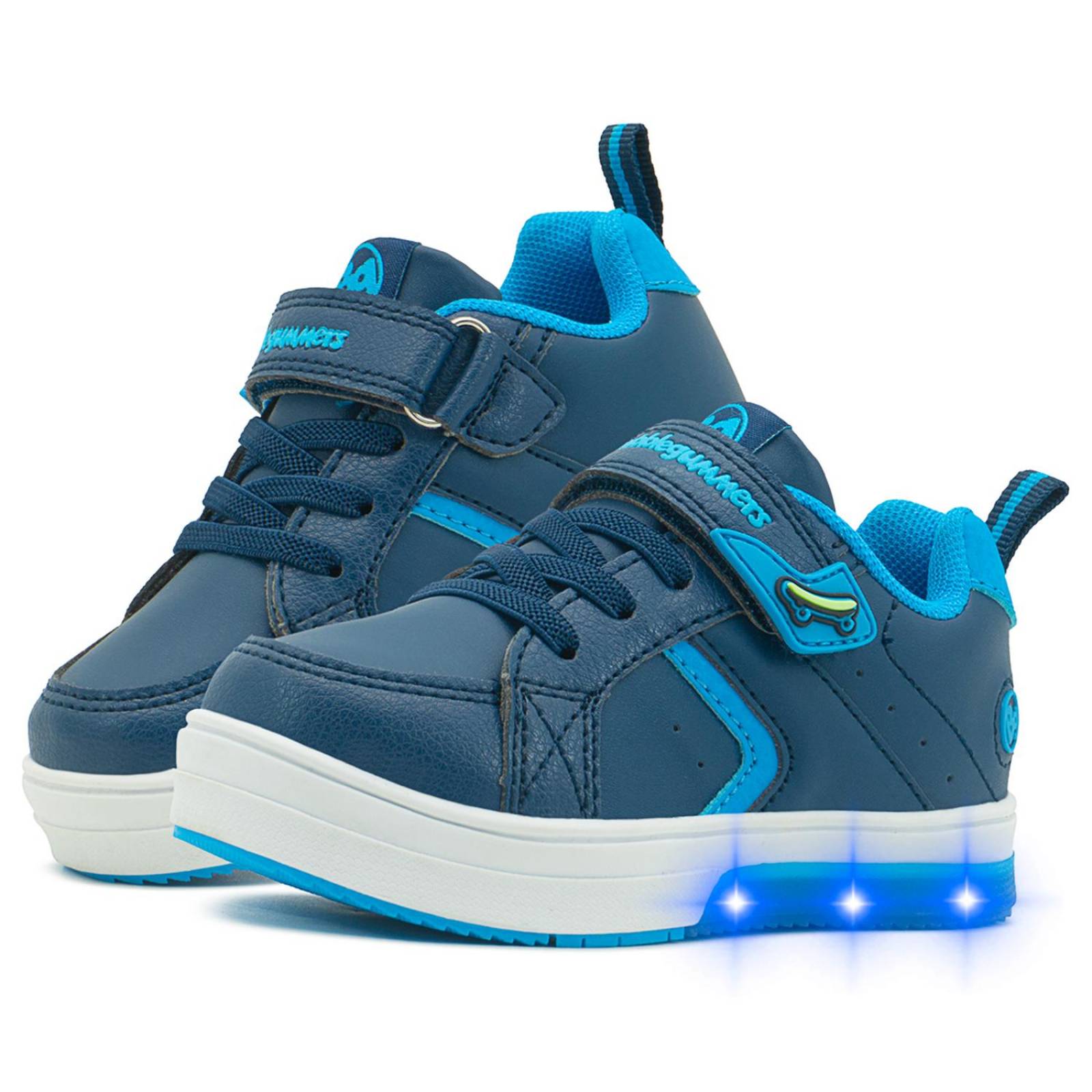 Tenis Bubble Gummers Luces Led Niño Marino 15-21 