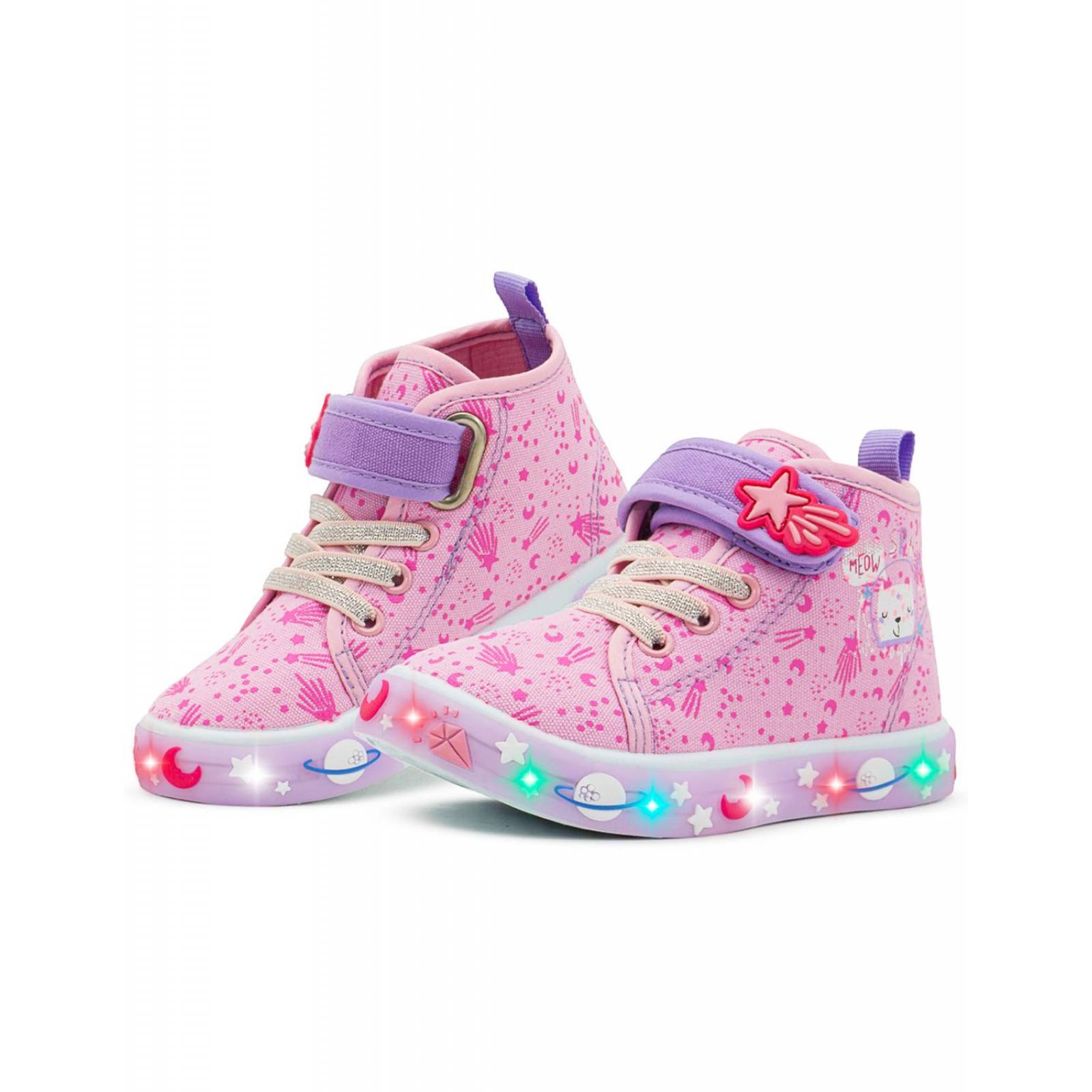 Tenis Con Luces Para Niña Bubble Gummers Gatito Estrellitas 
