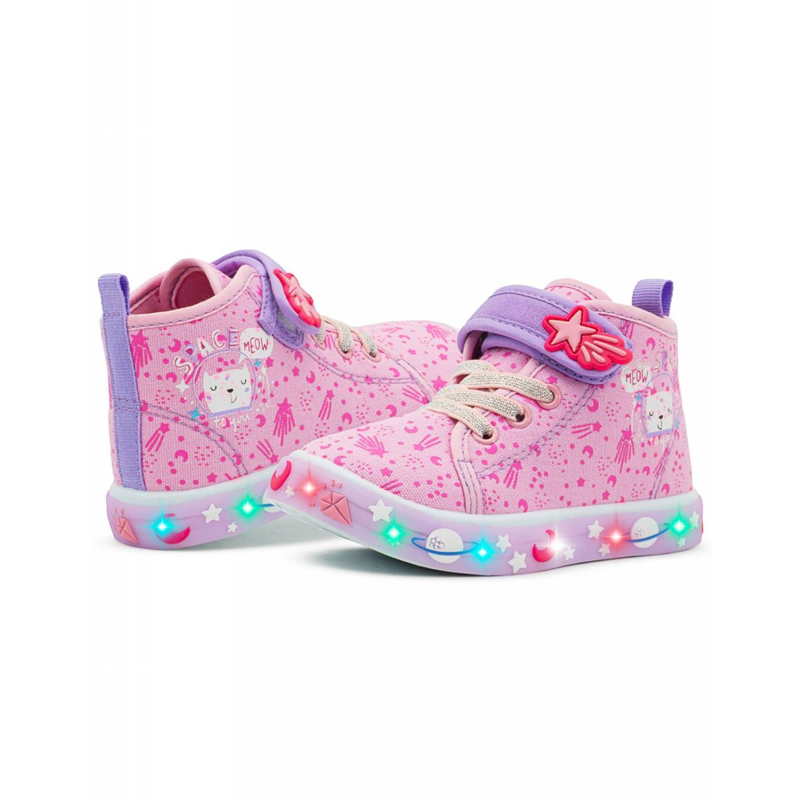 Tenis Con Luces Para Niña Bubble Gummers Gatito Estrellitas 