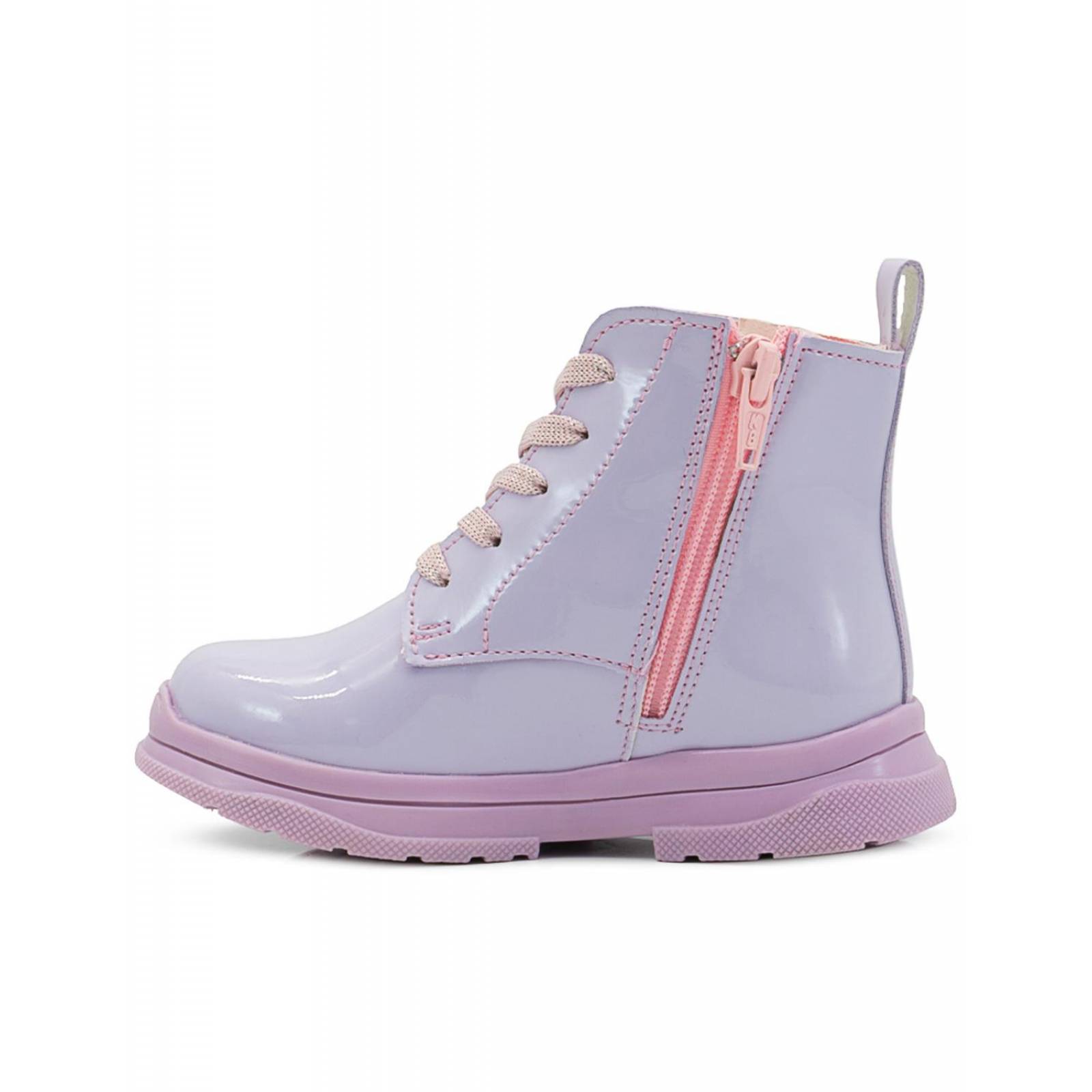 Bota Niña Casual Charol Lila Mariposas Urbana Antideslizante 