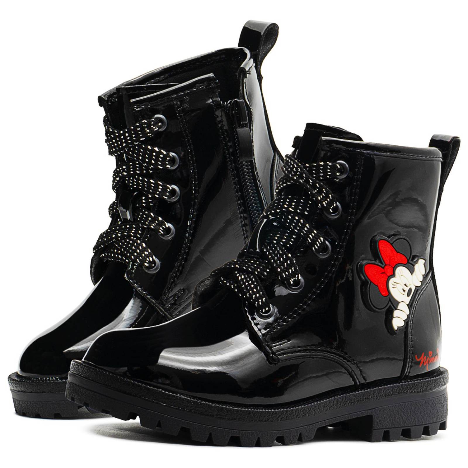 Botin Moda Disney Para Niña Charol Negro Minnie Mouse 15-21