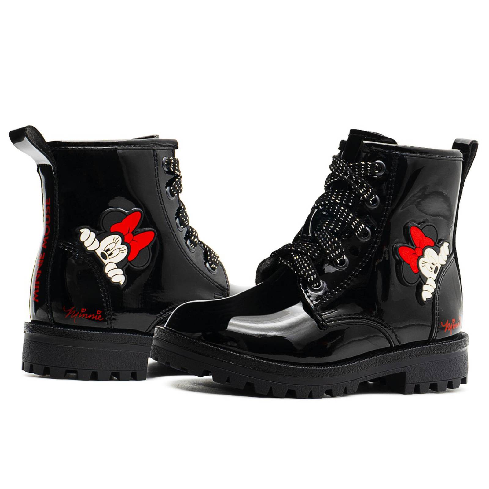 Botin Moda Disney Para Niña Charol Negro Minnie Mouse 15-21