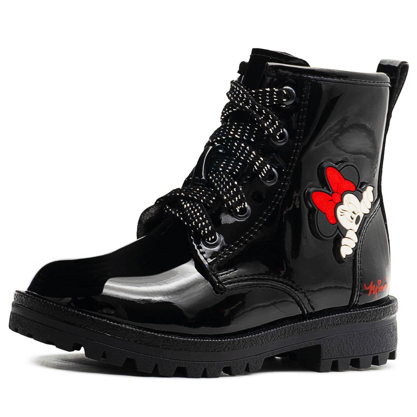 Botin Moda Disney Para Niña Charol Negro Minnie Mouse 15-21