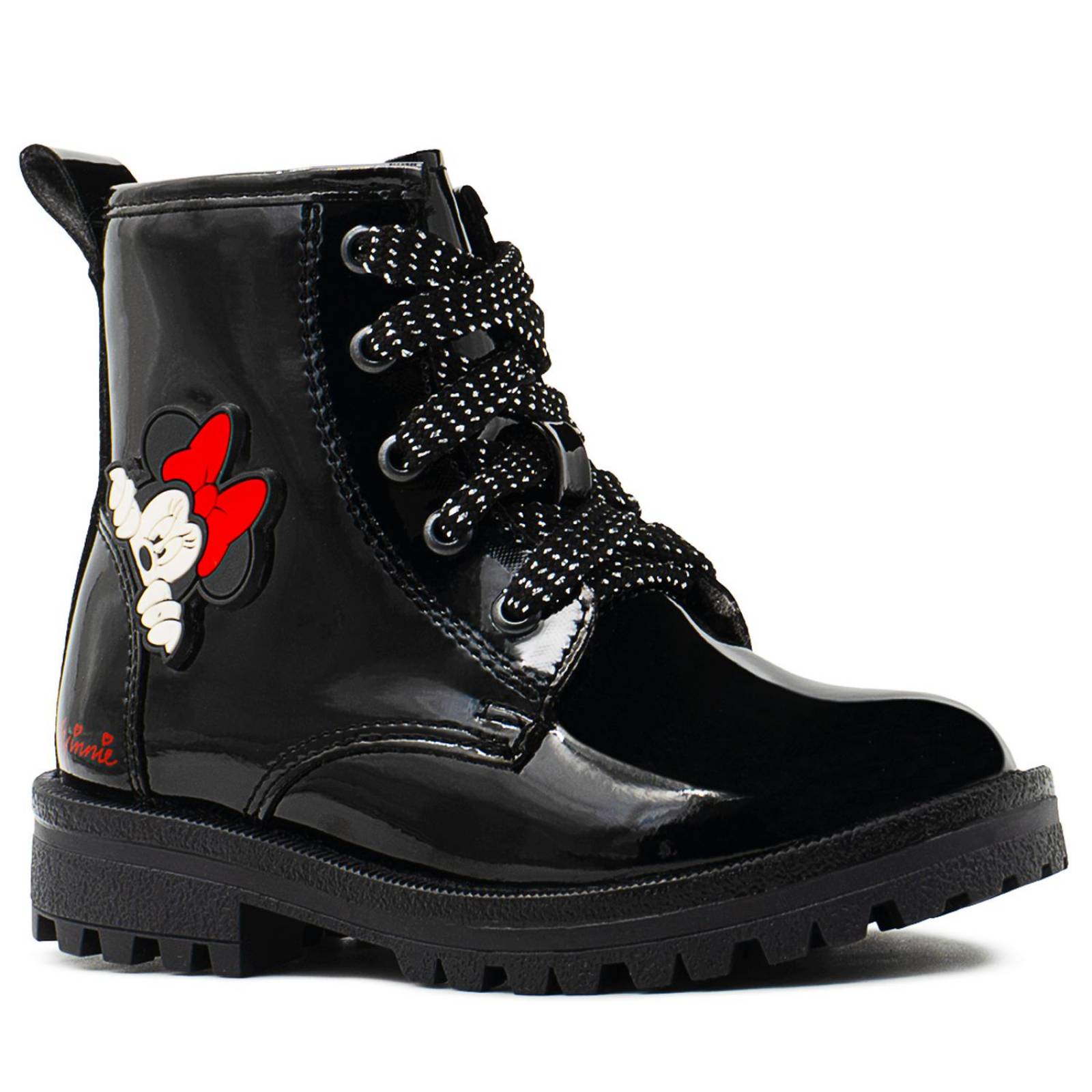 Botin Moda Disney Para Niña Charol Negro Minnie Mouse 15-21