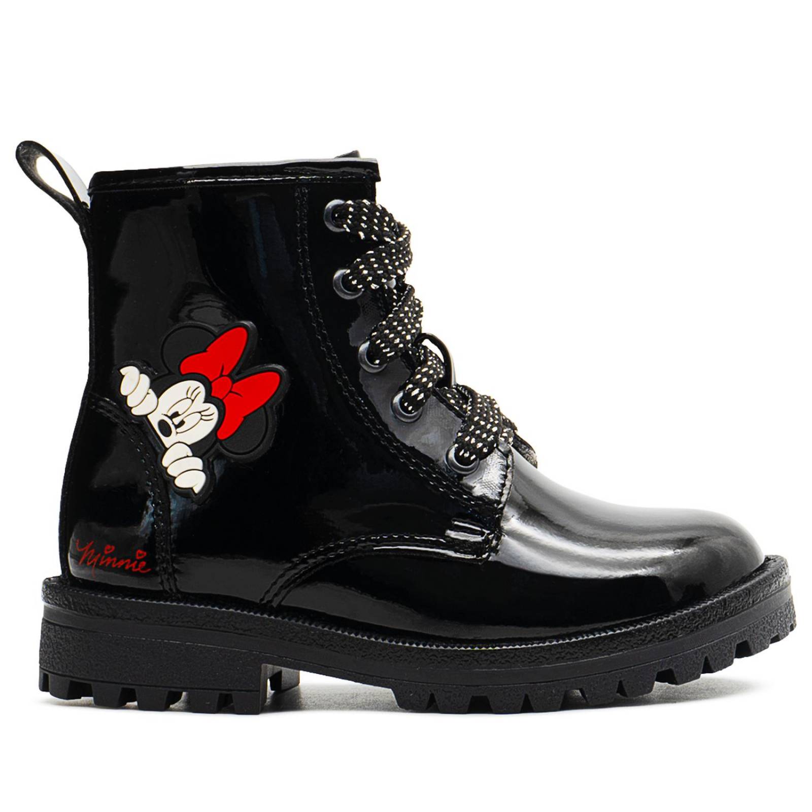 Botin Moda Disney Para Niña Charol Negro Minnie Mouse 15-21