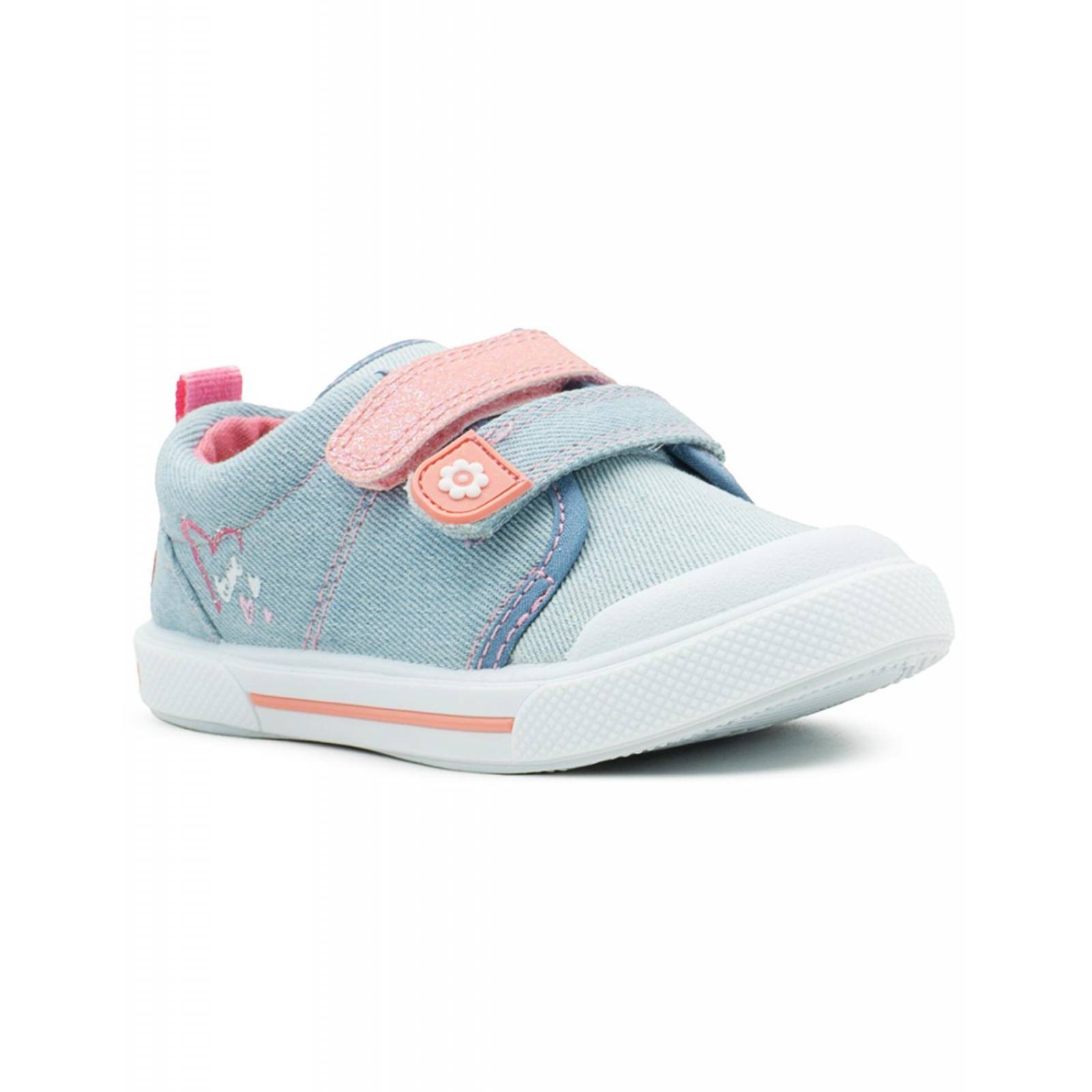 Tenis Niña Textil Bubble Gummers Seda Mezclilla Coral 12-17 