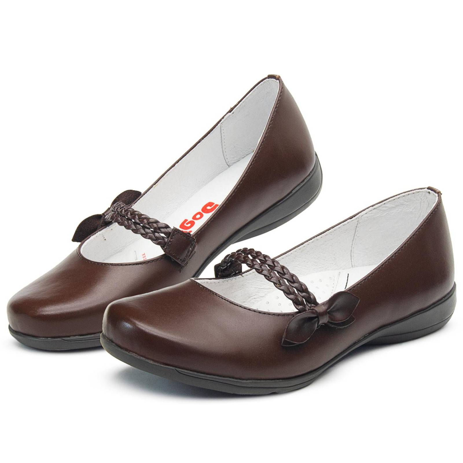 Zapato Café Escolar Niña Piel Arco Ortopédico Antideslizante 