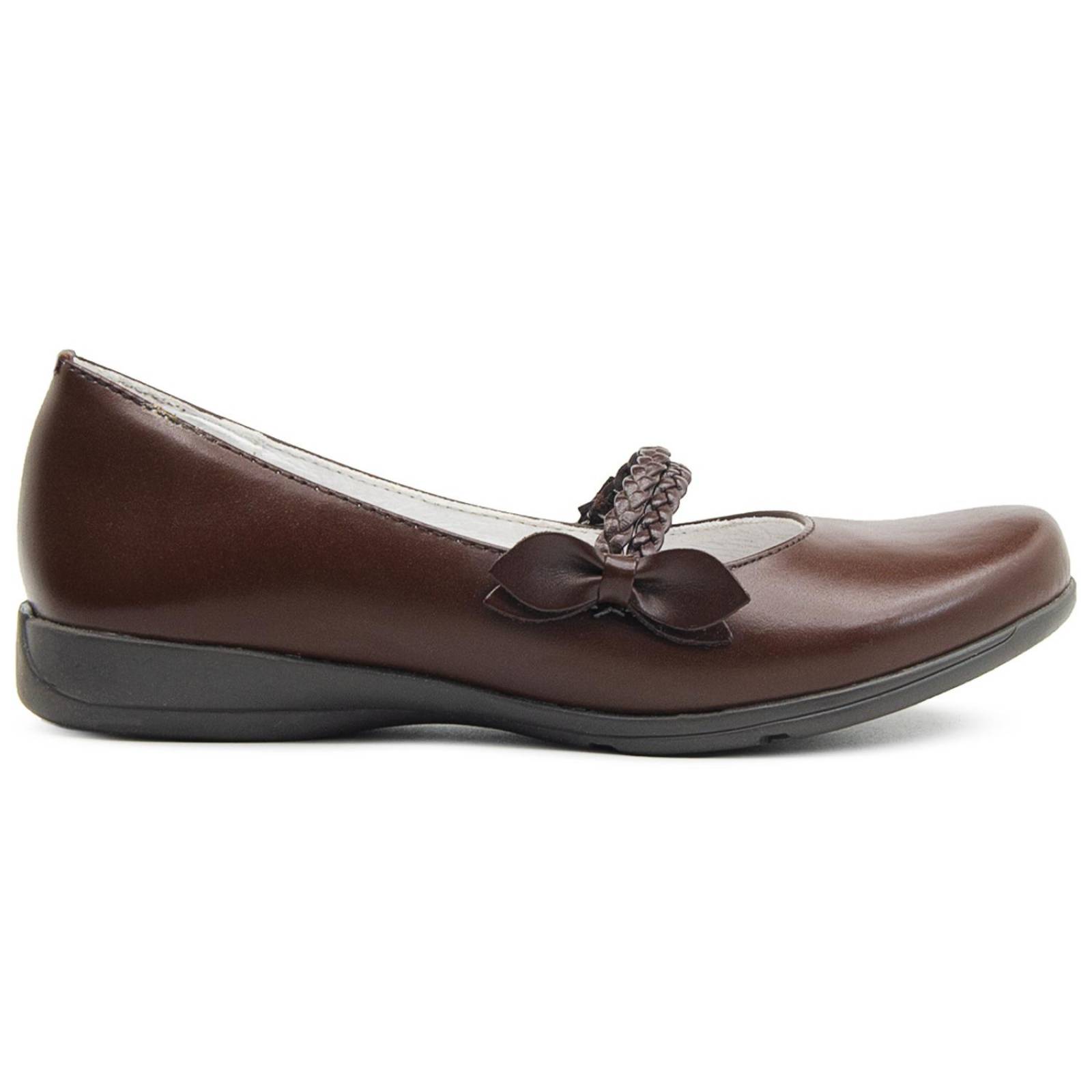 Zapato Café Escolar Niña Piel Arco Ortopédico Antideslizante 