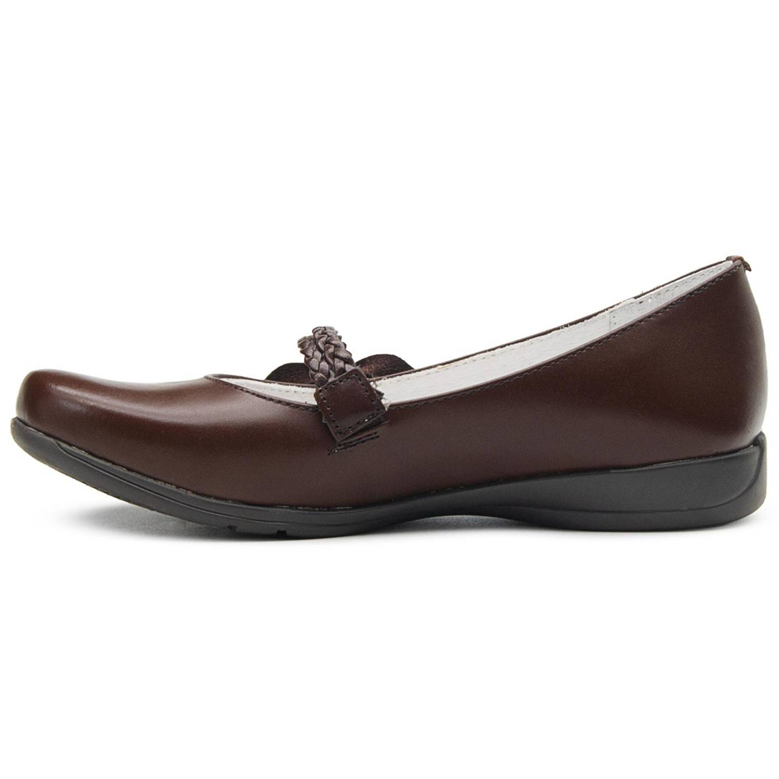 Zapato Café Escolar Niña Piel Arco Ortopédico Antideslizante 