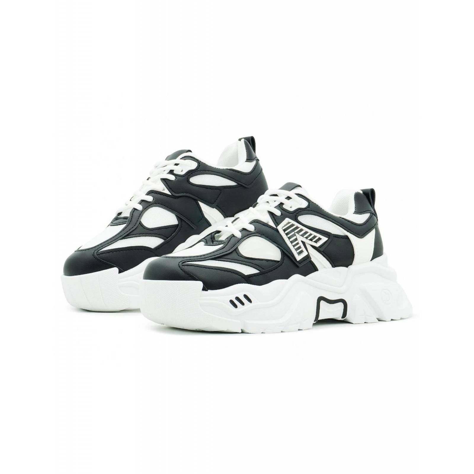 Tenis Para Mujer Moda Chunky Plataforma Urbanos Negro/Blanco