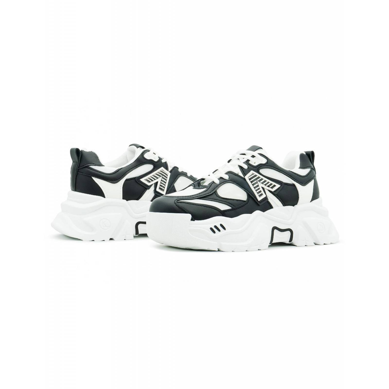 Tenis Para Mujer Moda Chunky Plataforma Urbanos Negro/Blanco