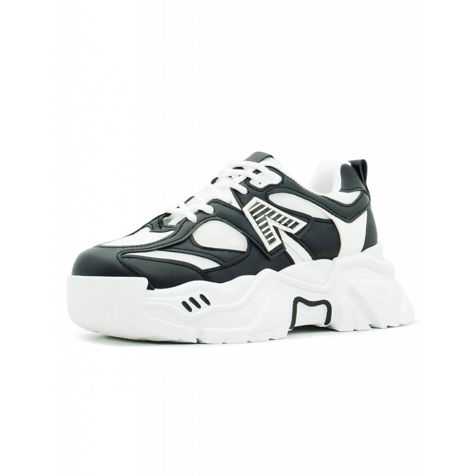 Tenis Para Mujer Moda Chunky Plataforma Urbanos Negro/Blanco