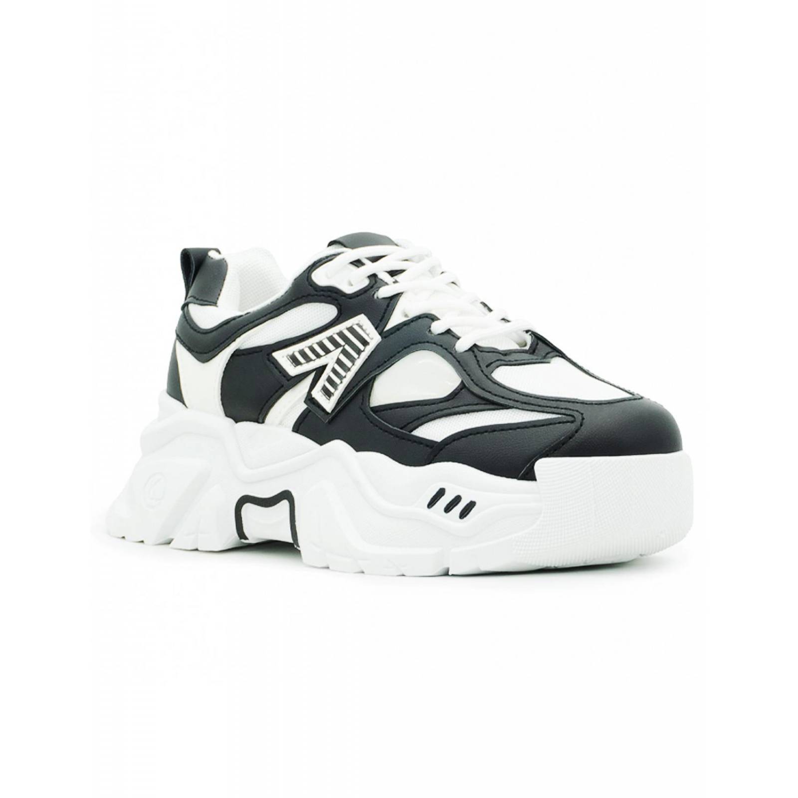 Tenis Para Mujer Moda Chunky Plataforma Urbanos Negro/Blanco