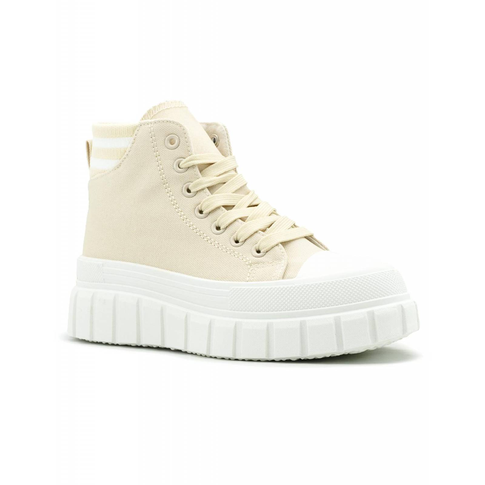 Tenis Bota Para Dama Moda Casuales Con Plataforma Beige 
