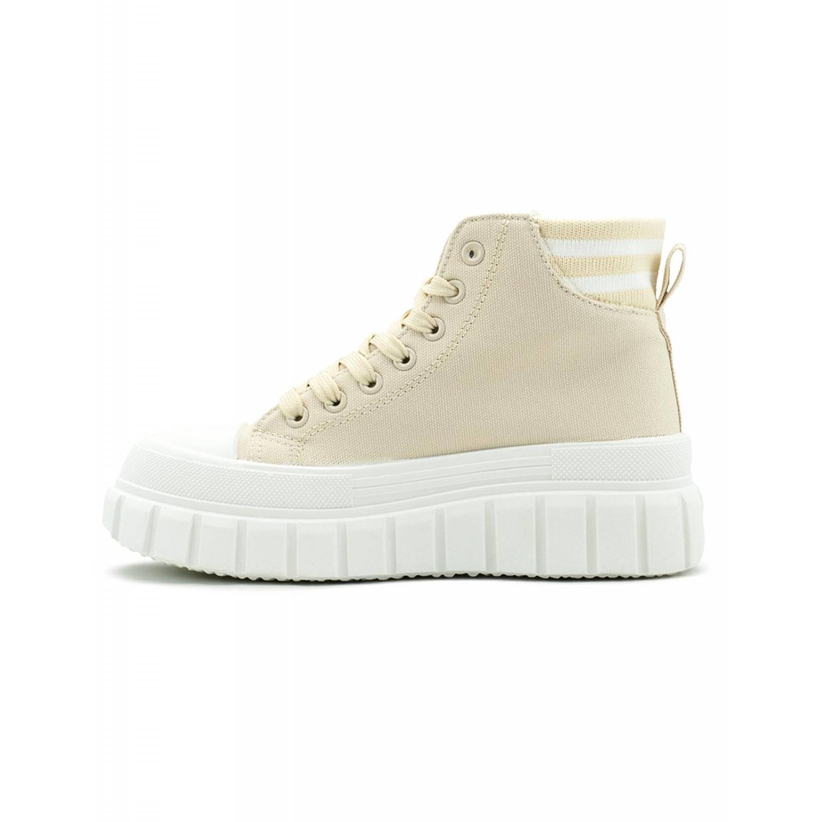 Tenis Bota Para Dama Moda Casuales Con Plataforma Beige 