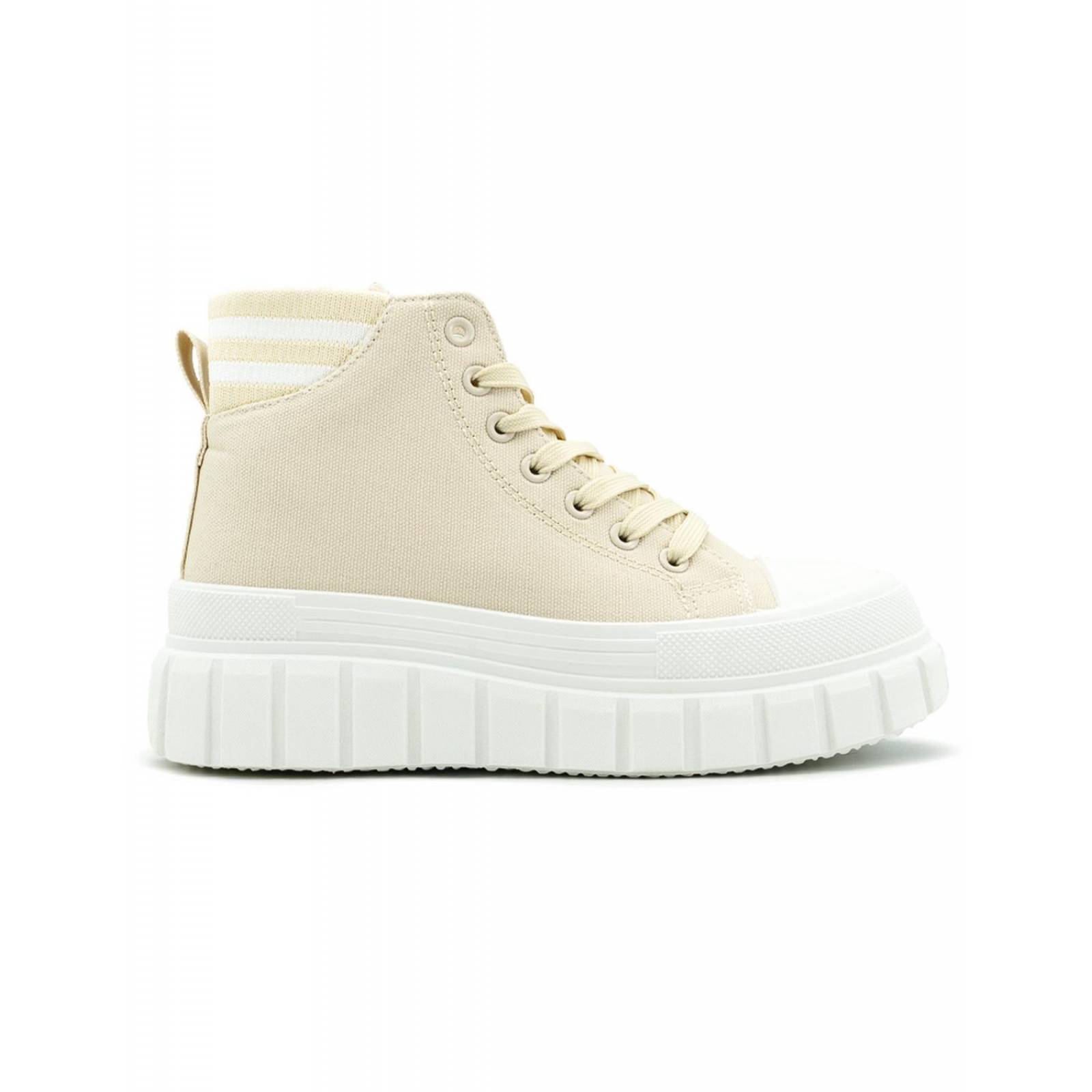 Tenis Bota Para Dama Moda Casuales Con Plataforma Beige 