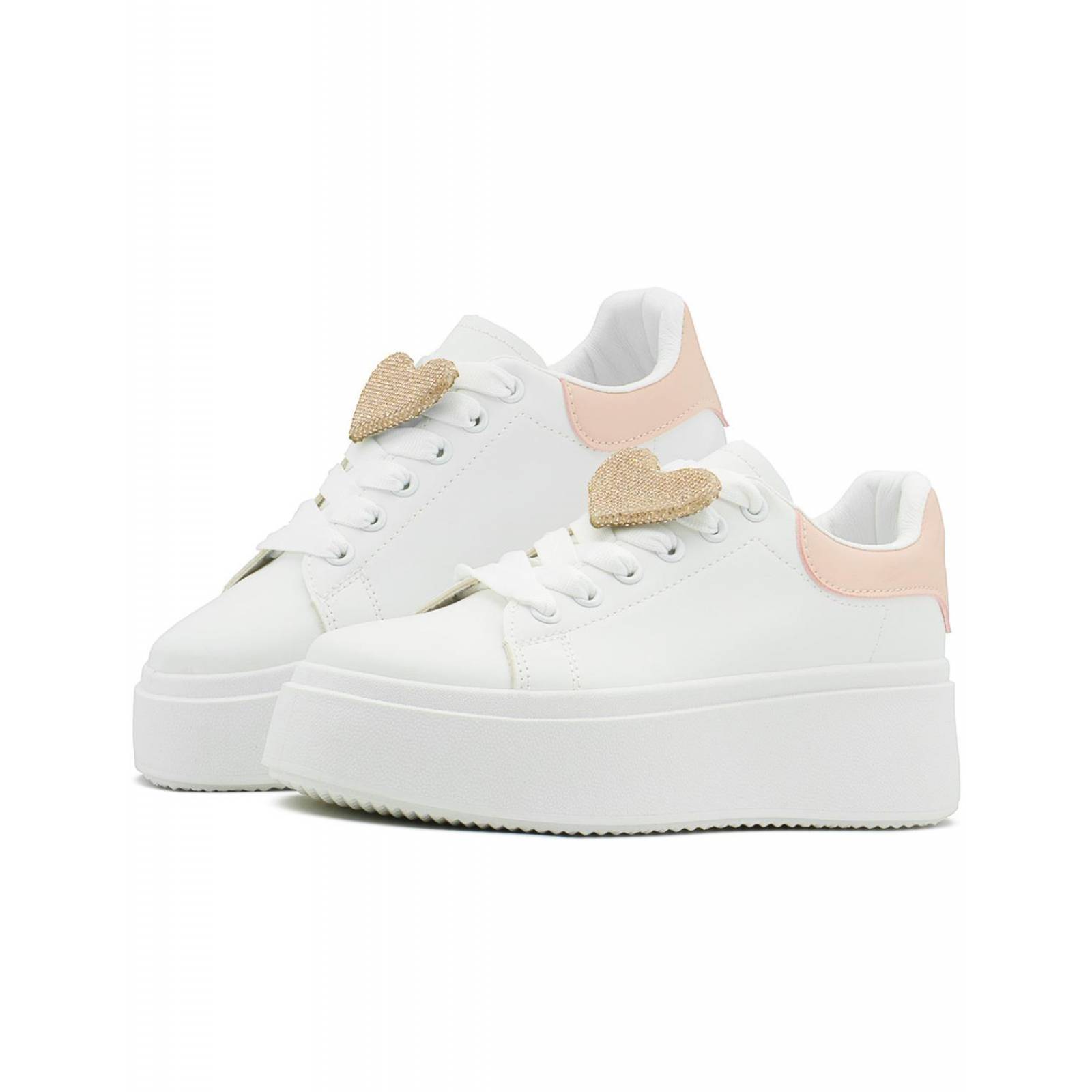 Tenis Plataforma Alta Dama Tendencia Ligeros Blanco Rosa 2-6 