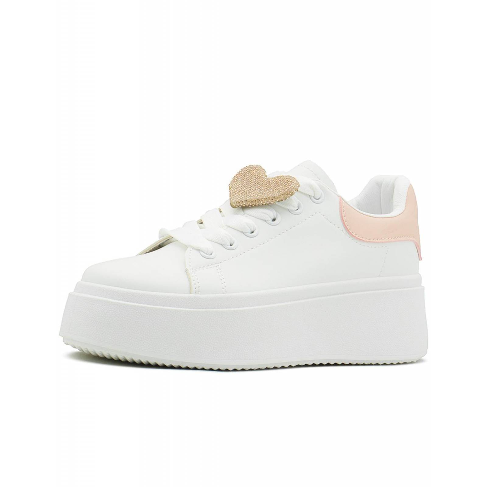 Tenis Plataforma Alta Dama Tendencia Ligeros Blanco Rosa 2-6 