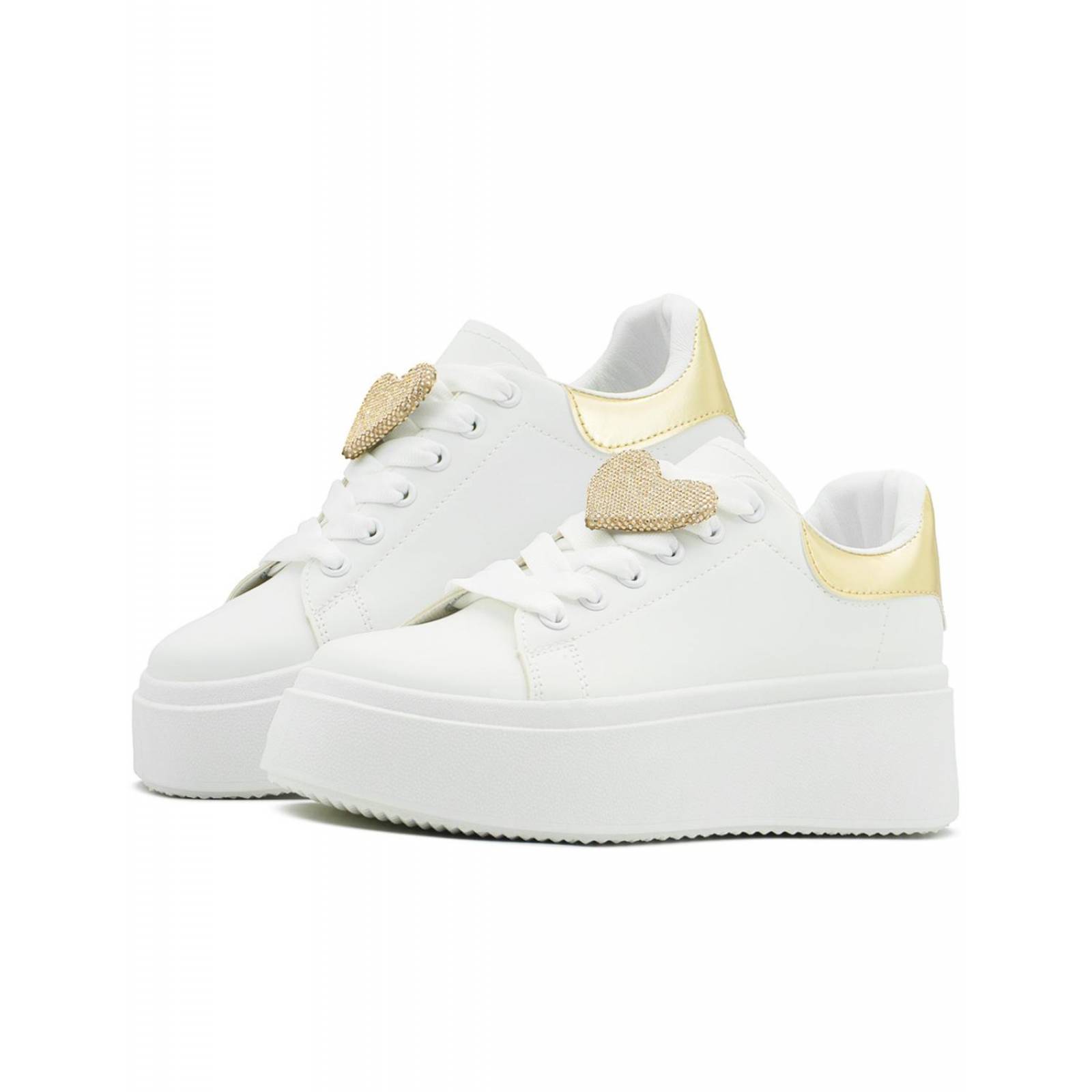 Tenis Para Dama Suela Plataforma Moda Blanco Oro 22-26 