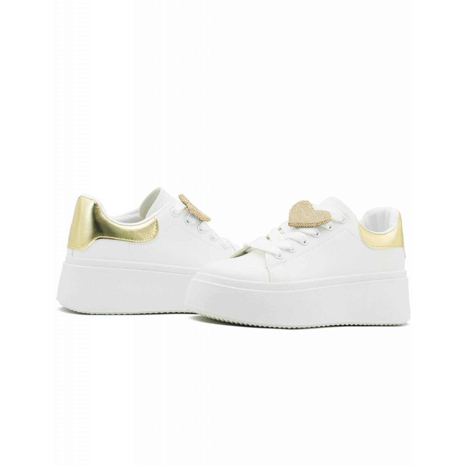 Tenis Para Dama Suela Plataforma Moda Blanco Oro 22-26 