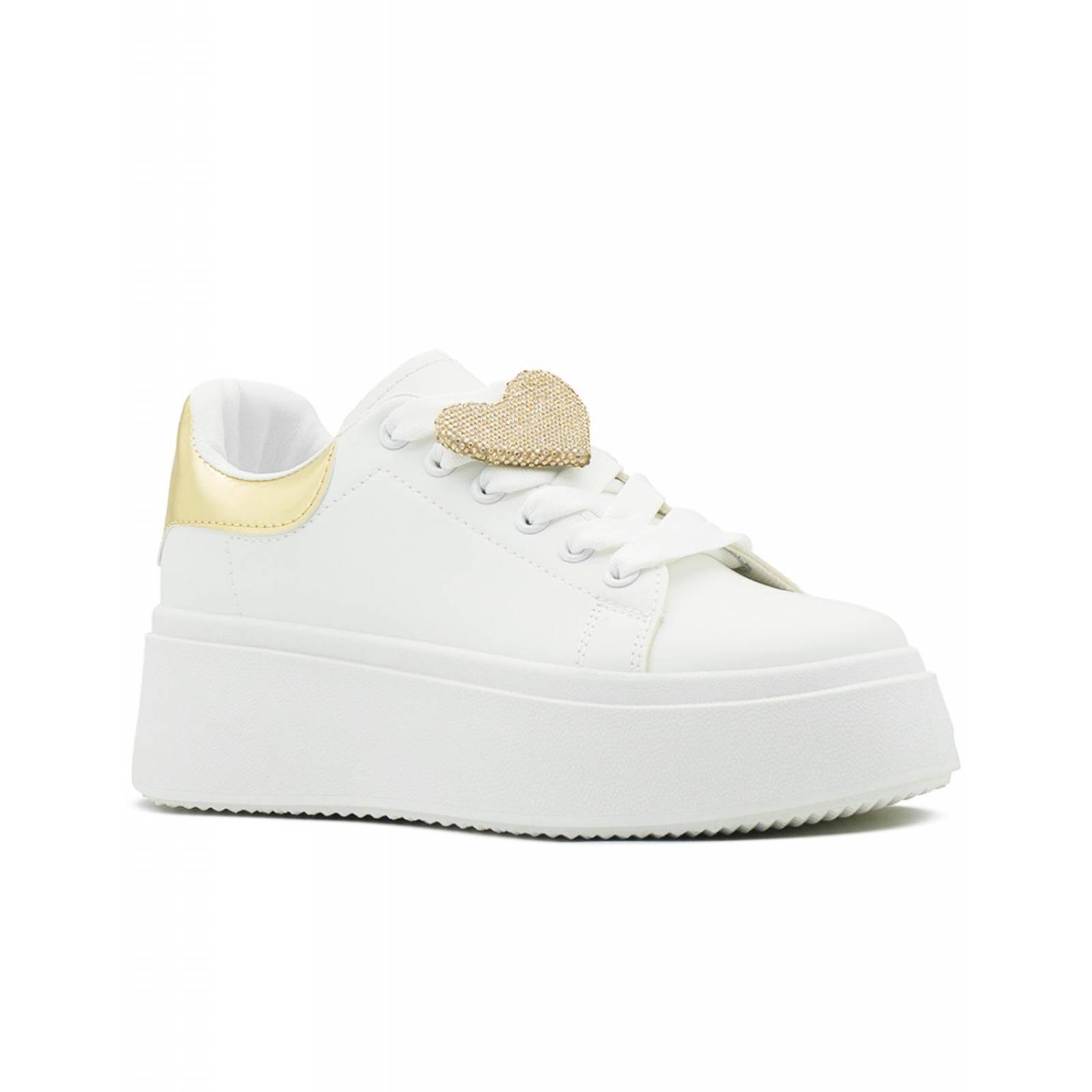 Tenis Para Dama Suela Plataforma Moda Blanco Oro 22-26 