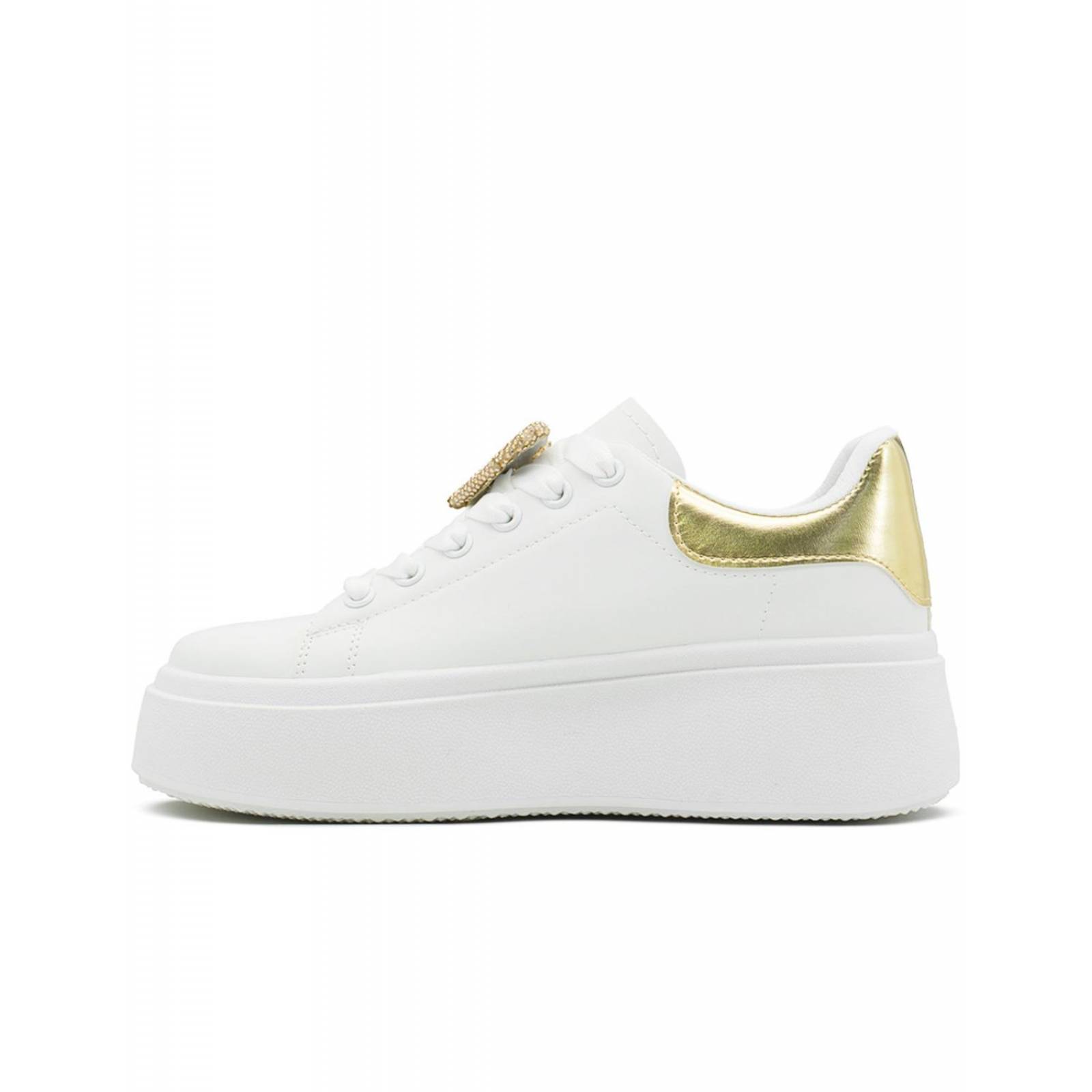 Tenis Para Dama Suela Plataforma Moda Blanco Oro 22-26 