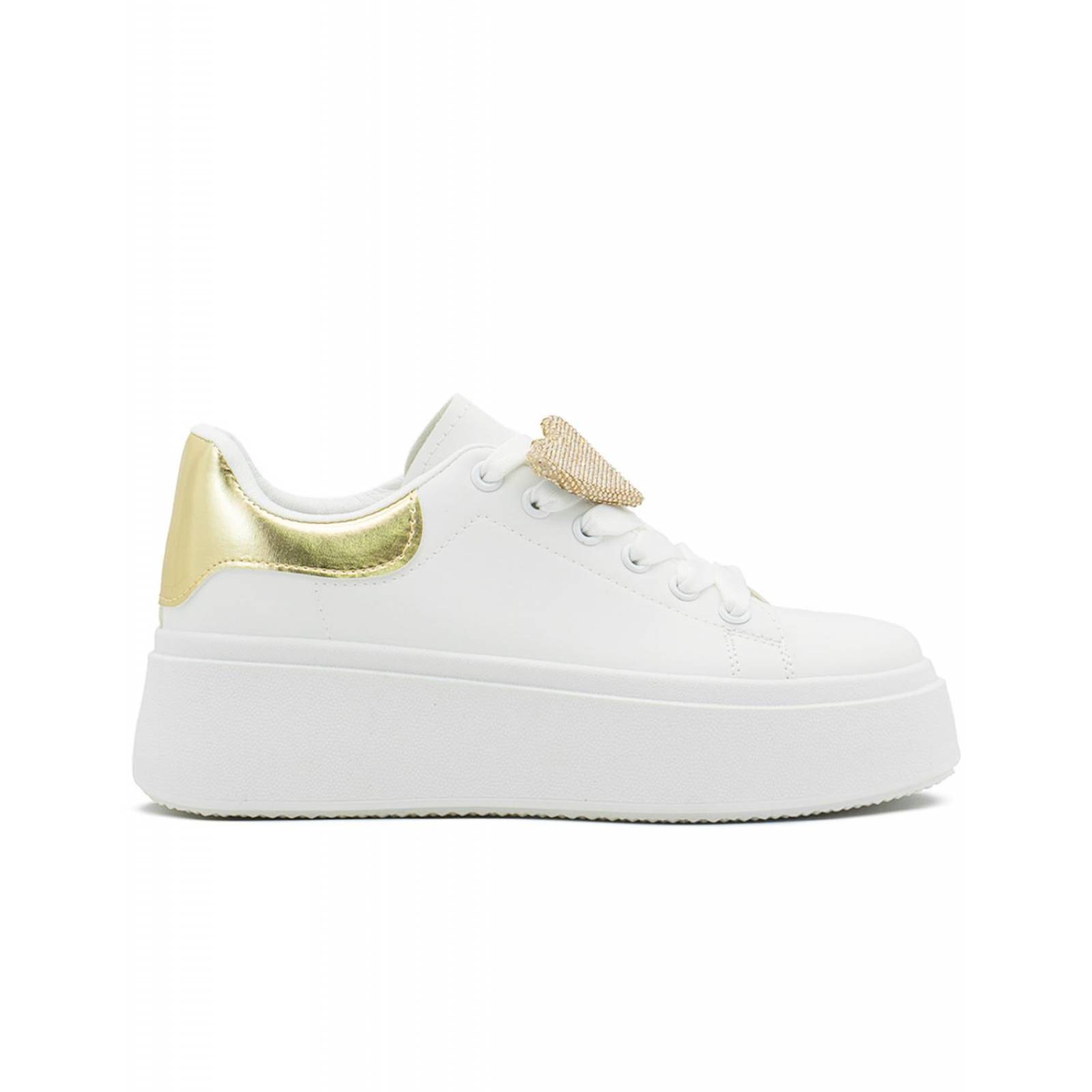 Tenis Para Dama Suela Plataforma Moda Blanco Oro 22-26 