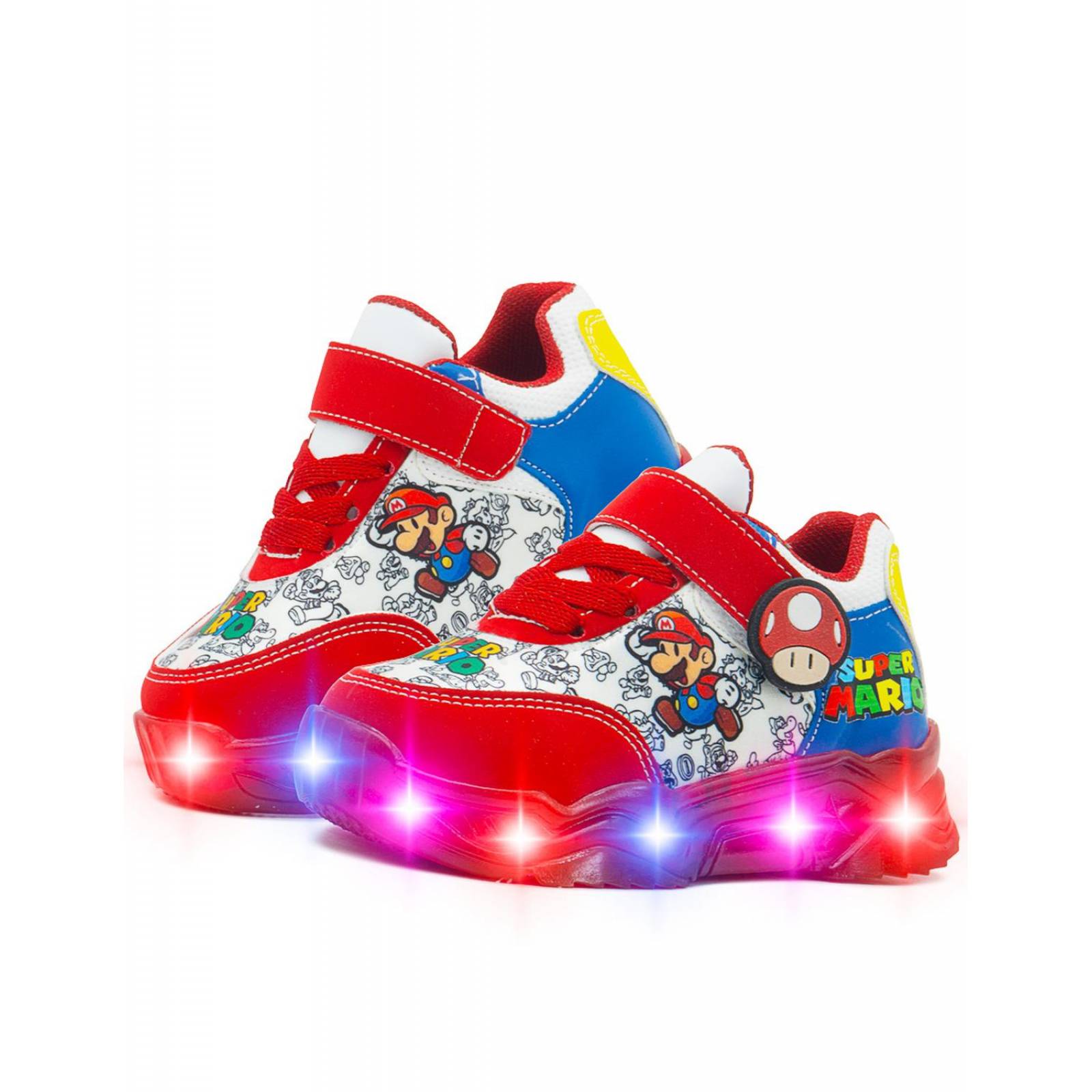 Tenis Pequeños Pasos Con Luces Para Niño Mario Bros 15-21.5 