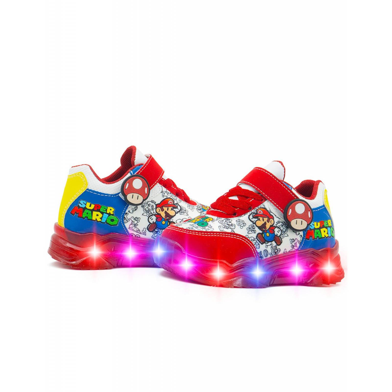 Tenis Pequeños Pasos Con Luces Para Niño Mario Bros 15-21.5 