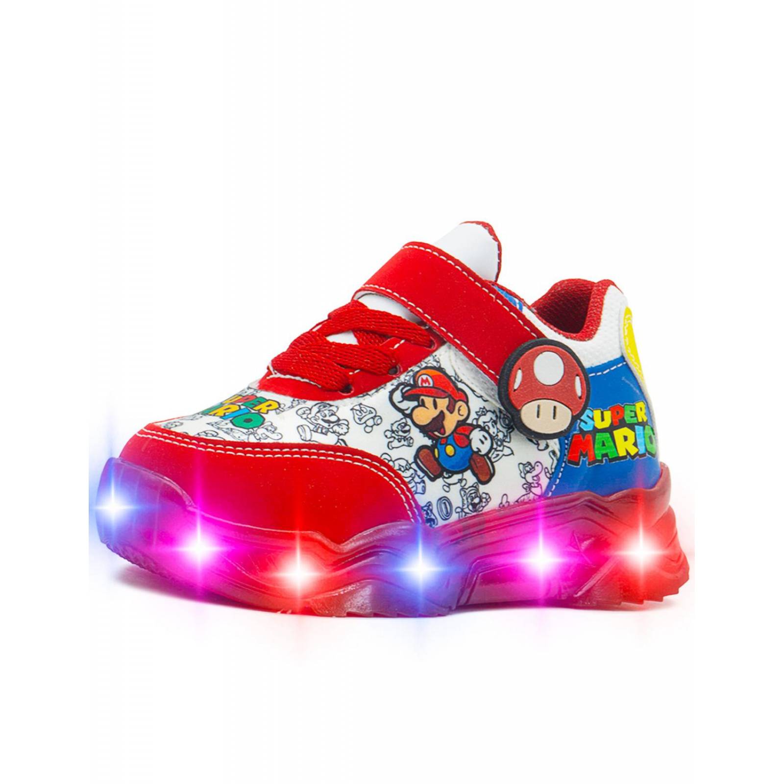 Tenis Pequeños Pasos Con Luces Para Niño Mario Bros 15-21.5 