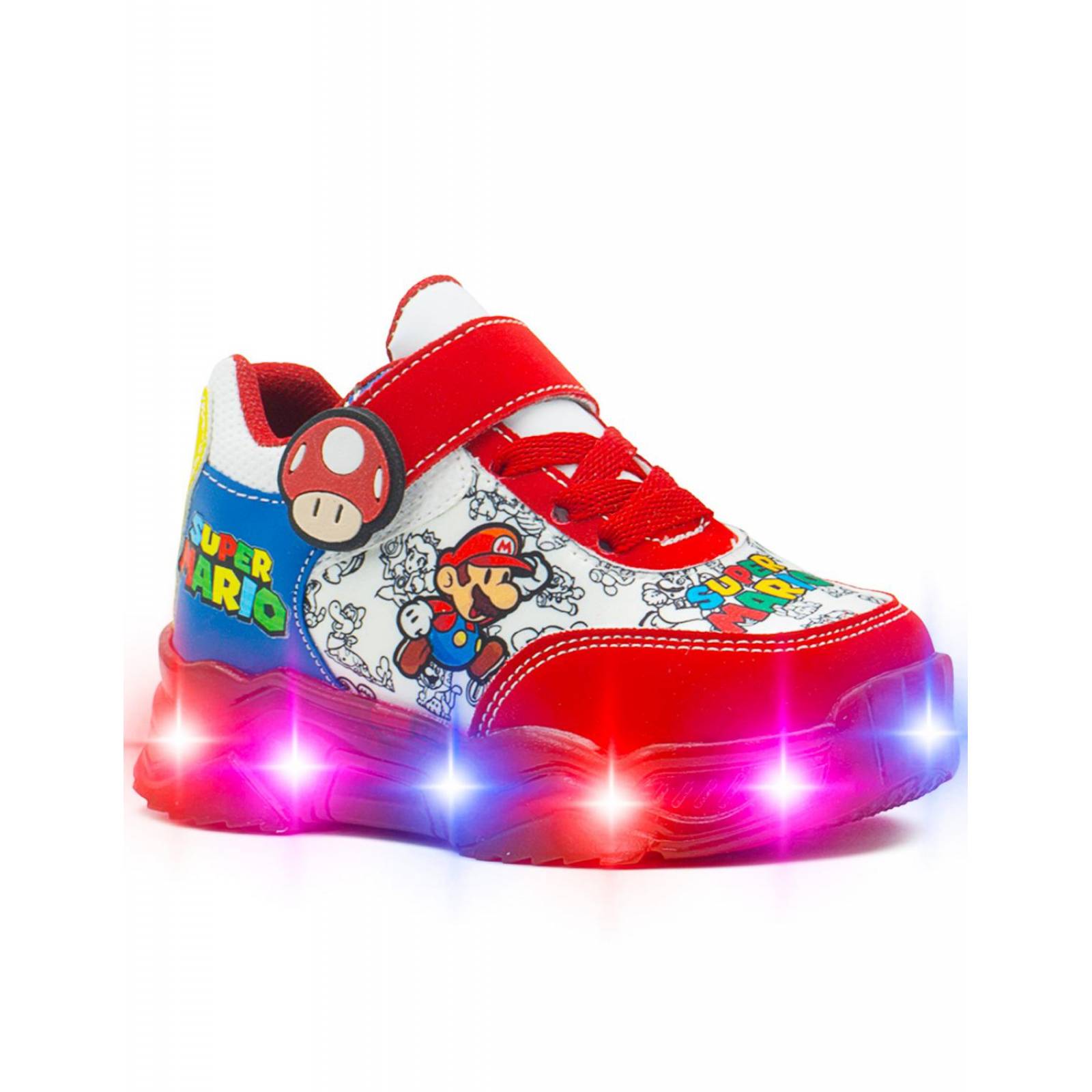 Tenis Pequeños Pasos Con Luces Para Niño Mario Bros 15-21.5 