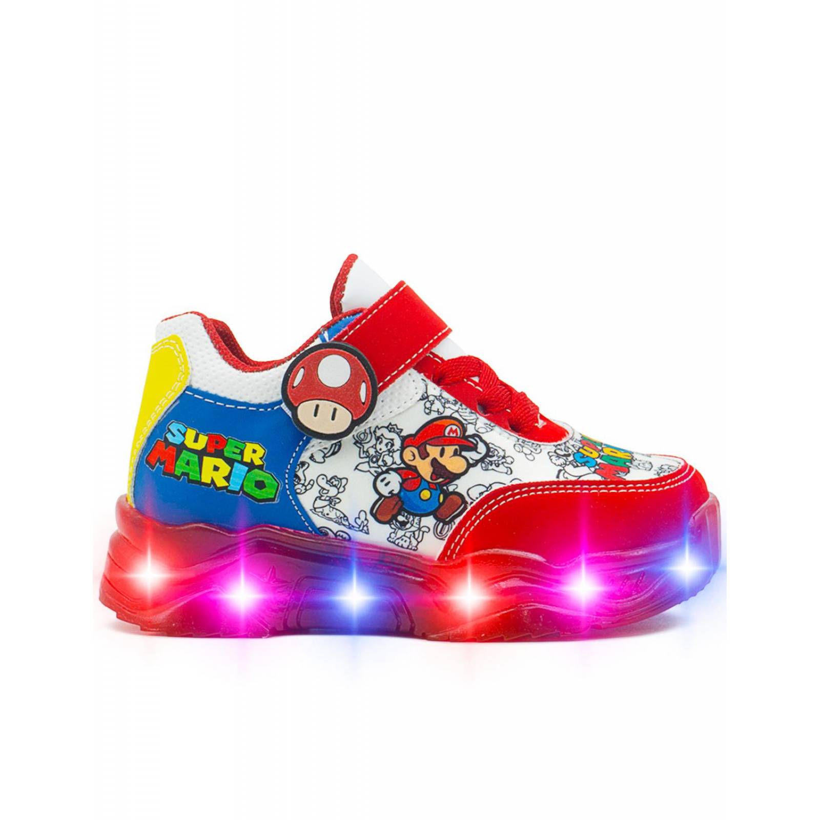 Tenis Pequeños Pasos Con Luces Para Niño Mario Bros 15-21.5 