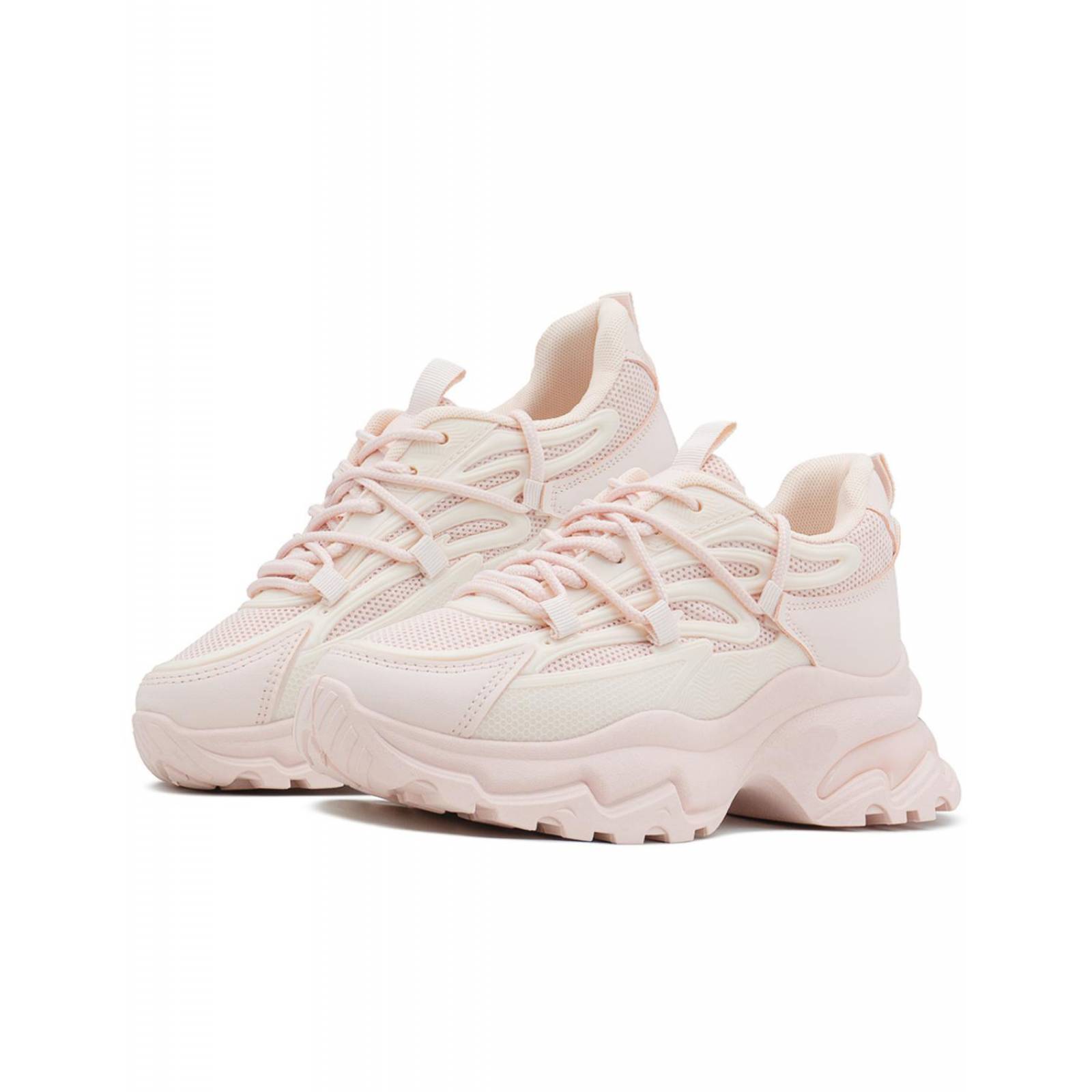 Tenis Caterina Para Dama Casual Chunky Con Plataforma Rosa 