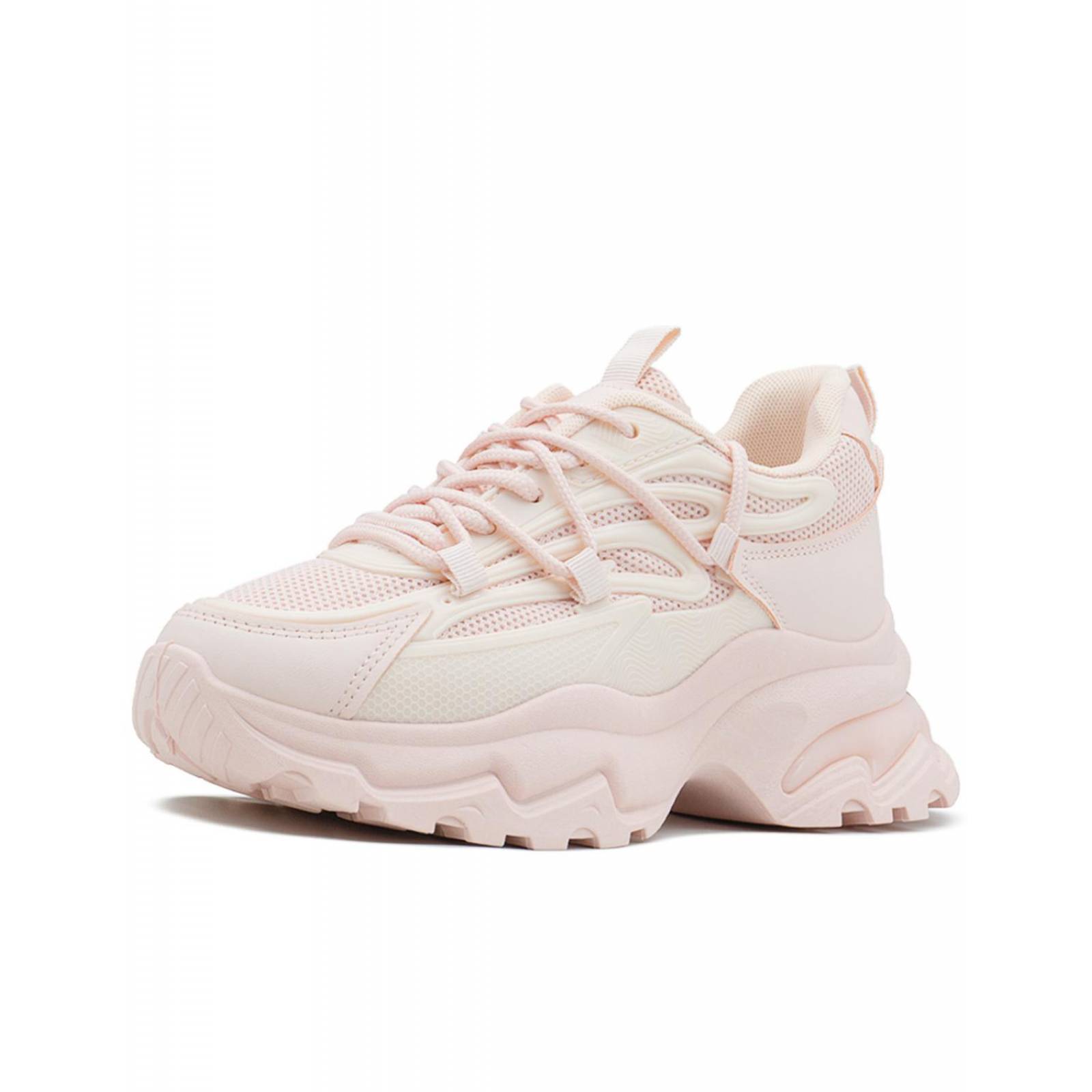 Tenis Caterina Para Dama Casual Chunky Con Plataforma Rosa 