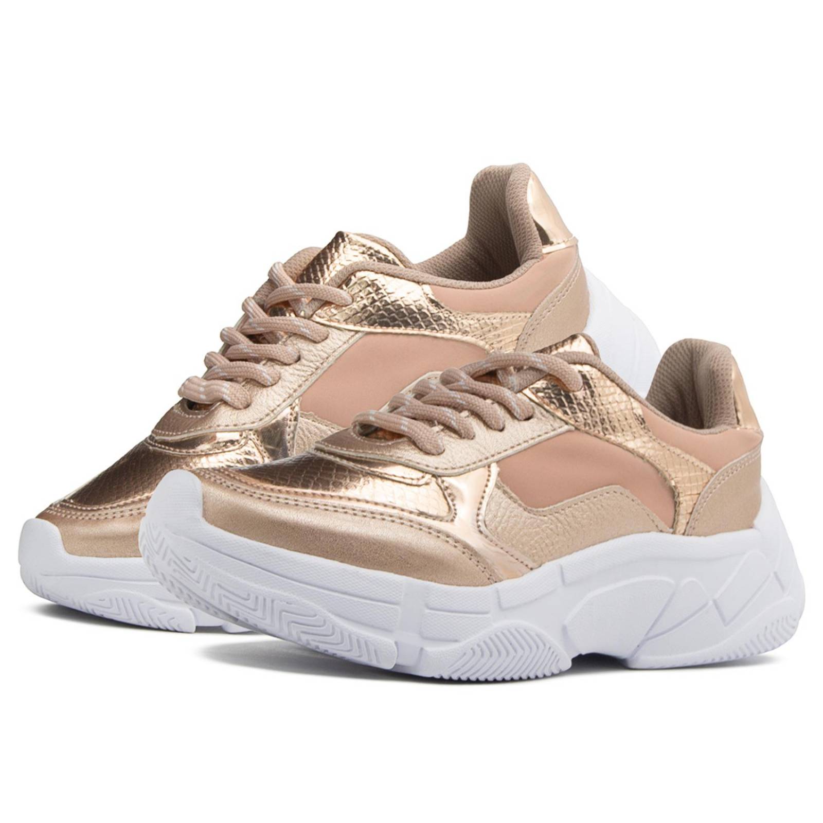 Tenis Para Dama En Oro Rosado Con Suela EVA Antiderrapante 