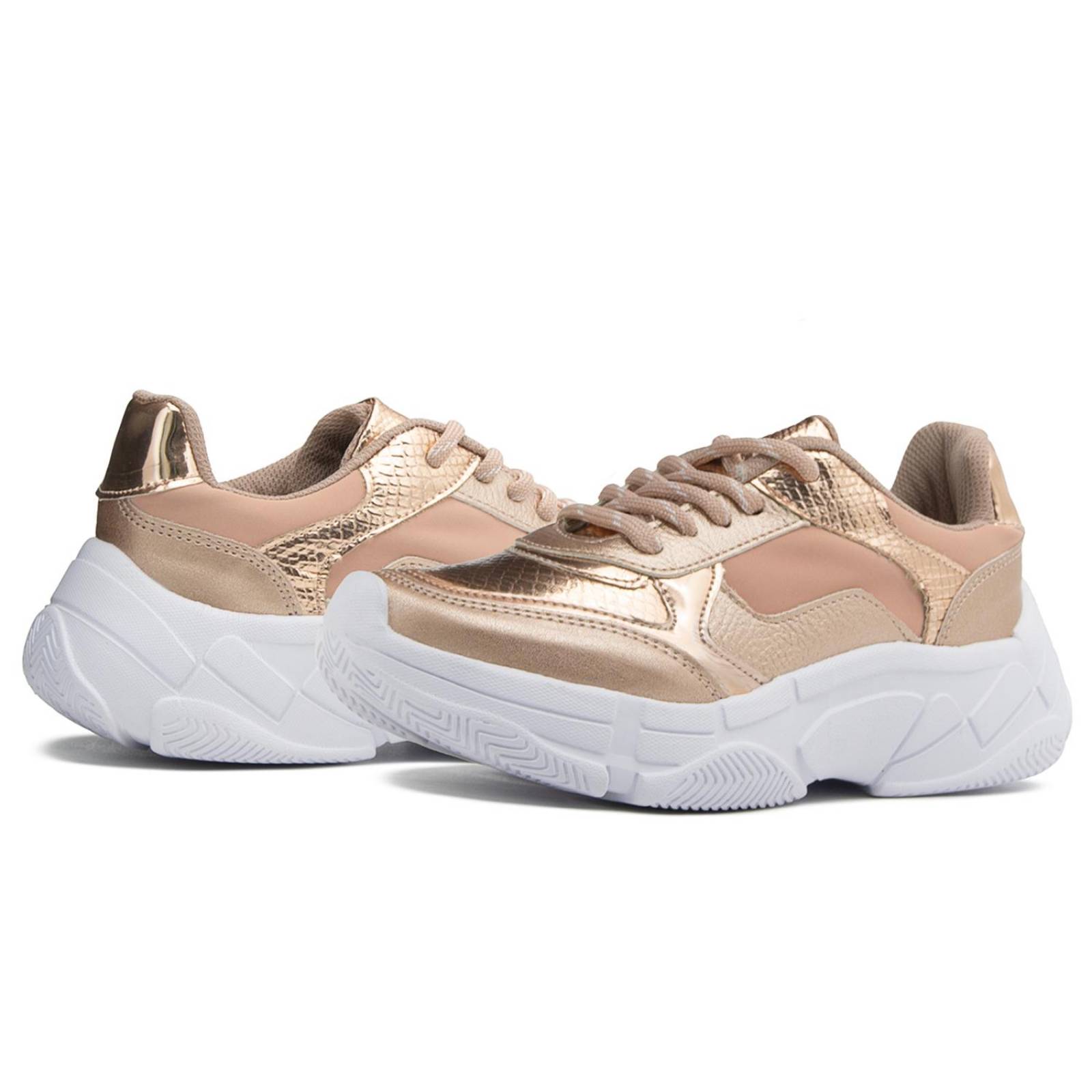 Tenis Para Dama En Oro Rosado Con Suela EVA Antiderrapante 