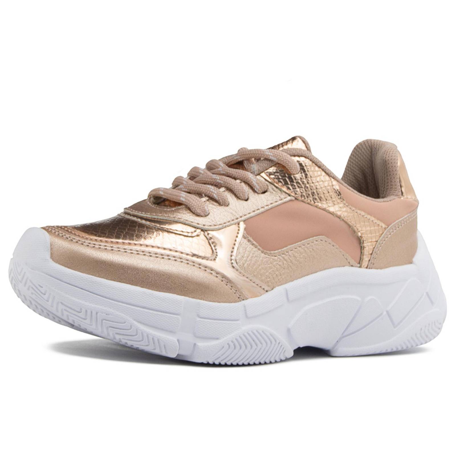 Tenis Para Dama En Oro Rosado Con Suela EVA Antiderrapante 
