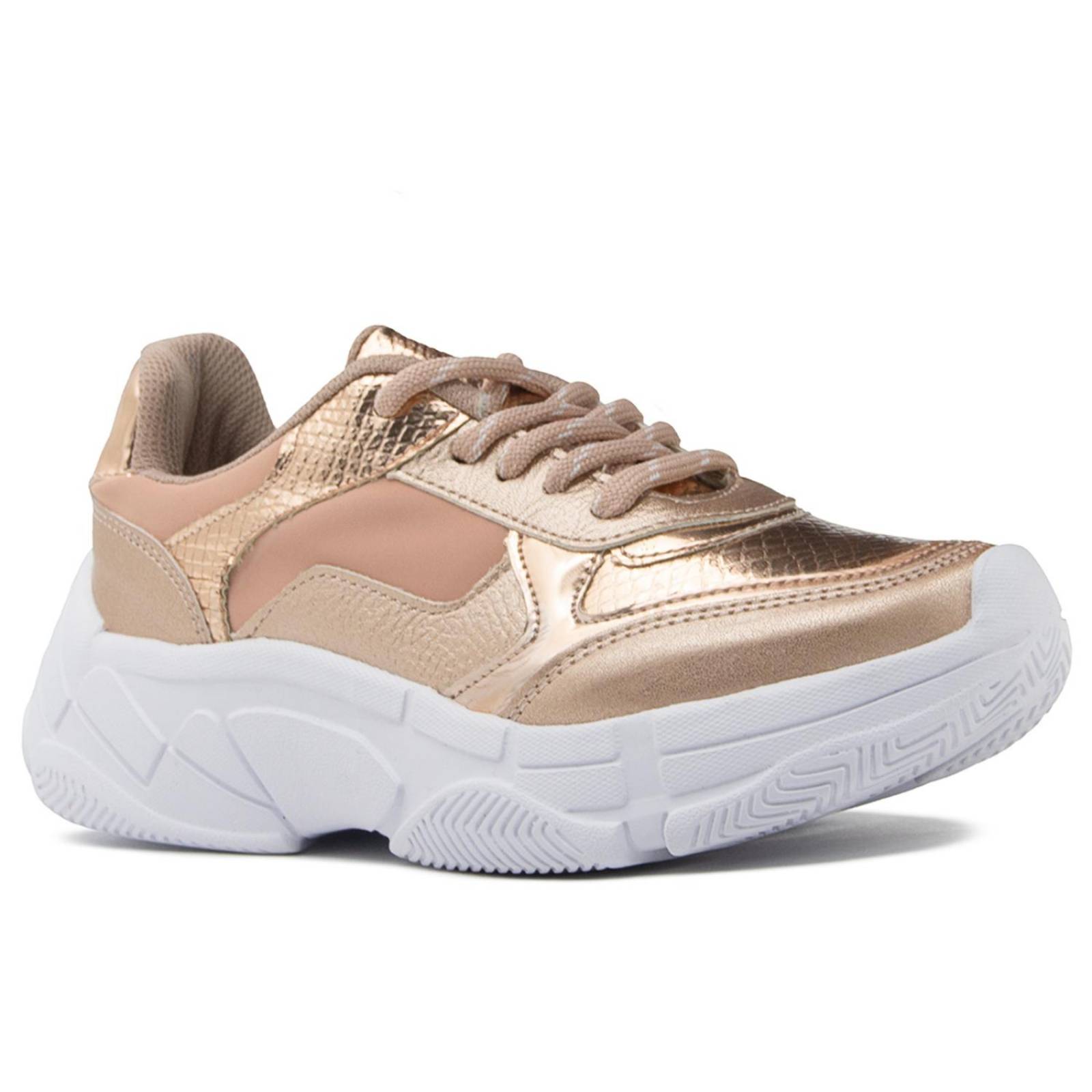Tenis Para Dama En Oro Rosado Con Suela EVA Antiderrapante 