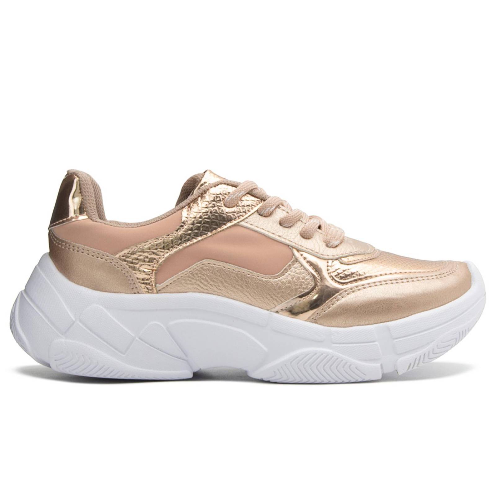 Tenis Para Dama En Oro Rosado Con Suela EVA Antiderrapante 
