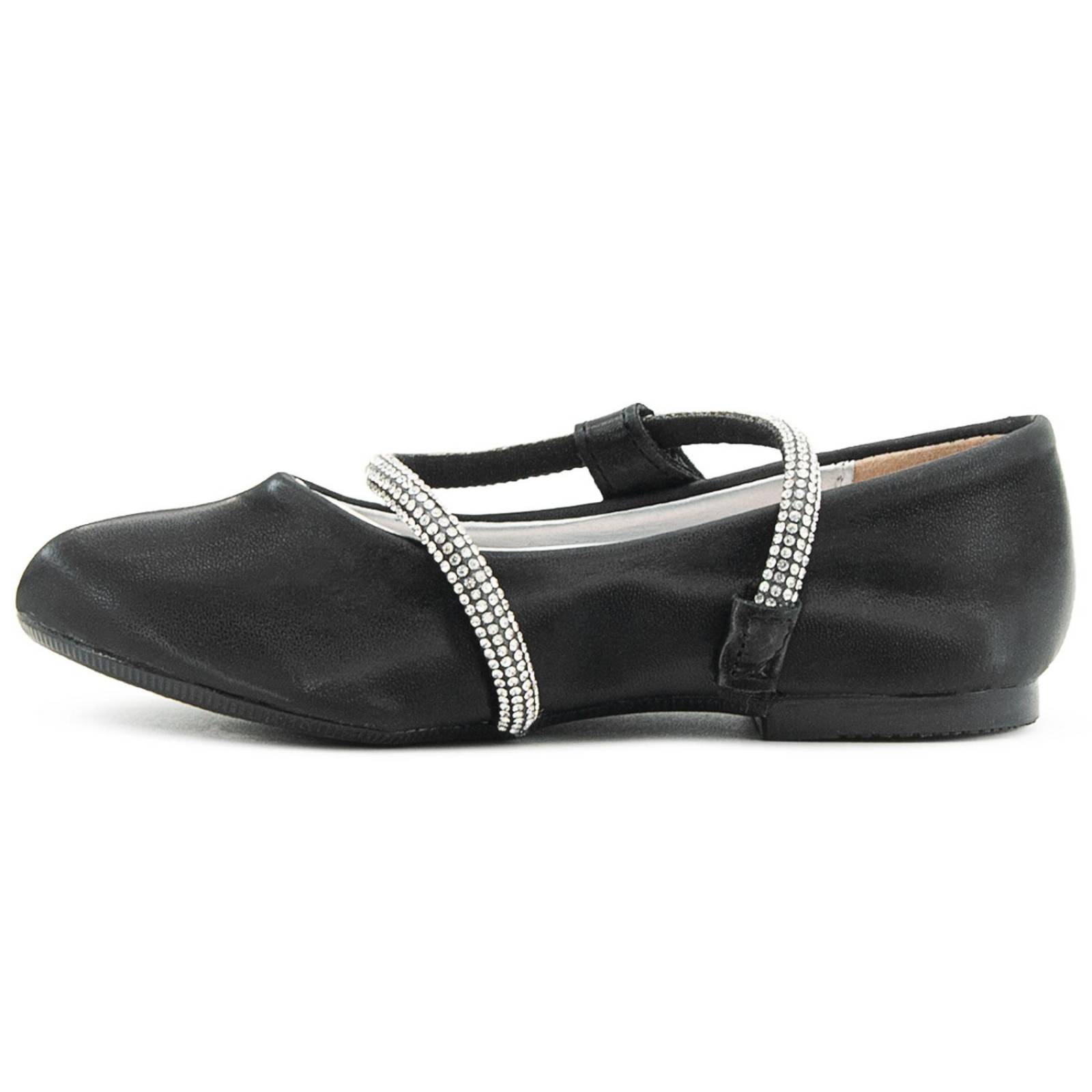 Zapato Escolar Para Niña Ajuste Con Pedrería En Negro 15-22