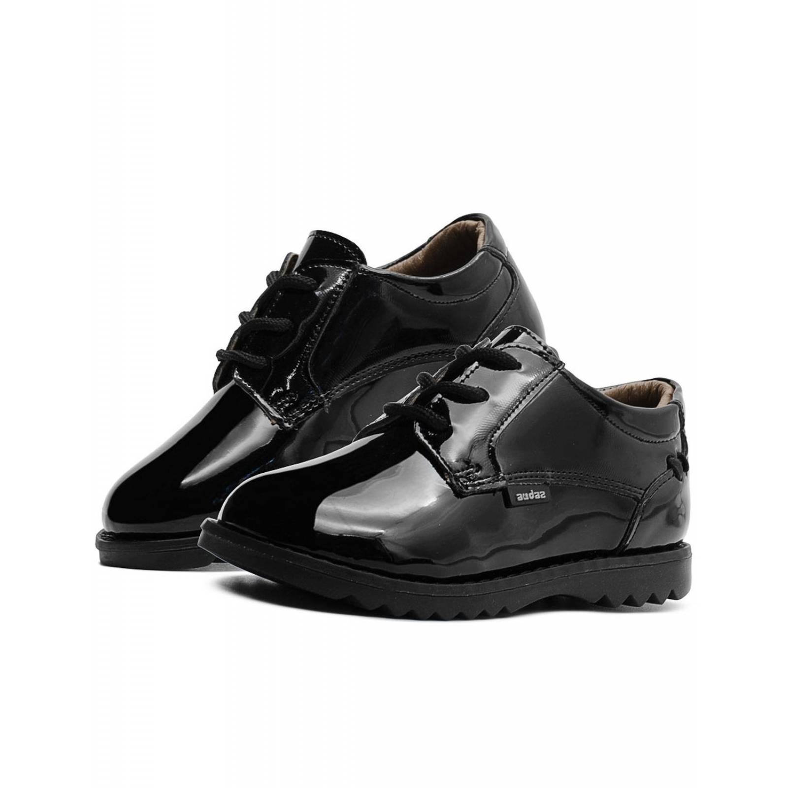Zapato Escolar Derby Charol Negro Piel Audaz Niño 13-18 
