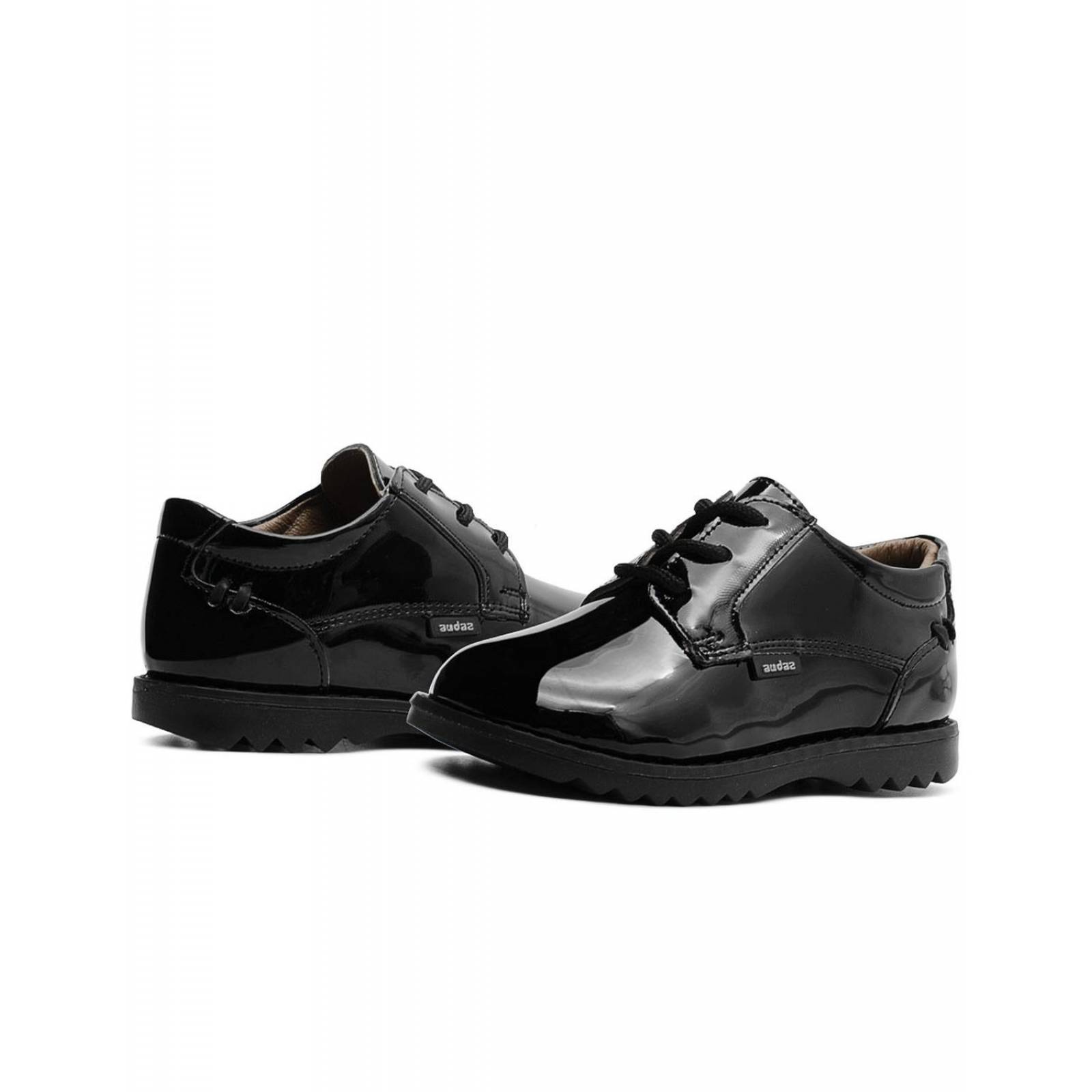 Zapato Escolar Derby Charol Negro Piel Audaz Niño 13-18 
