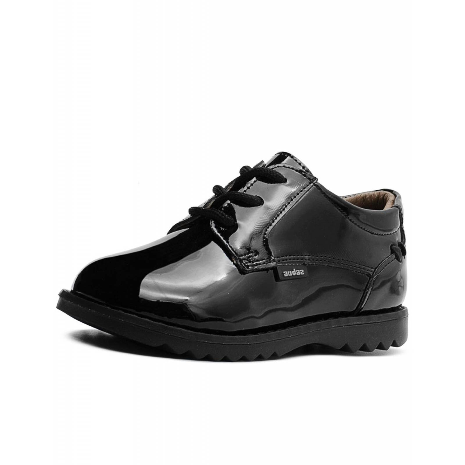 Zapato Escolar Derby Charol Negro Piel Audaz Niño 13-18 