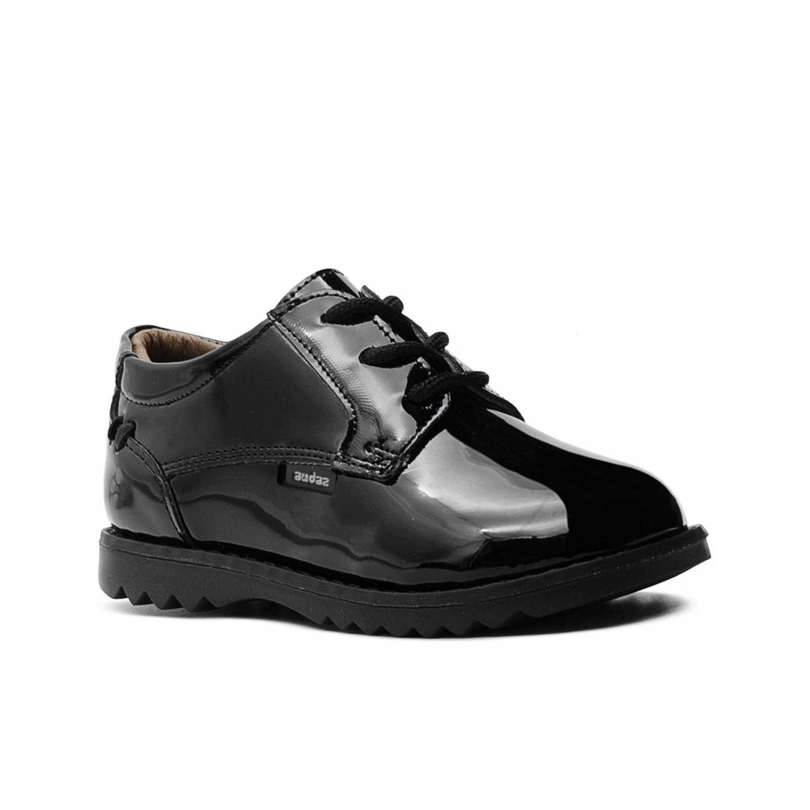 Zapato Escolar Derby Charol Negro Piel Audaz Niño 13-18 